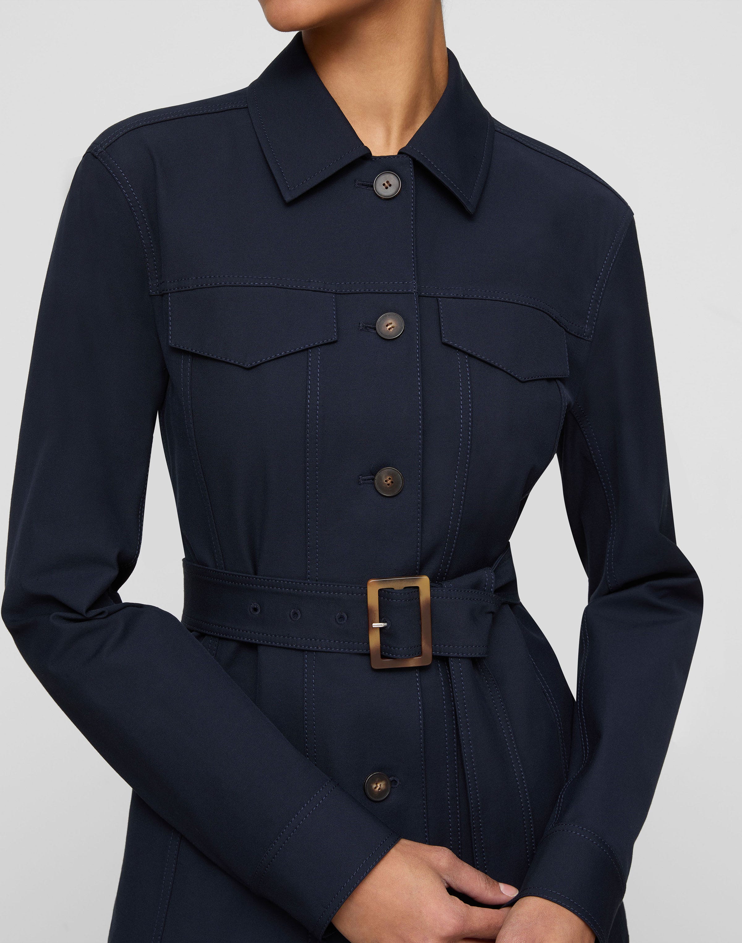 Techno Stretch Twill Belted Jacket