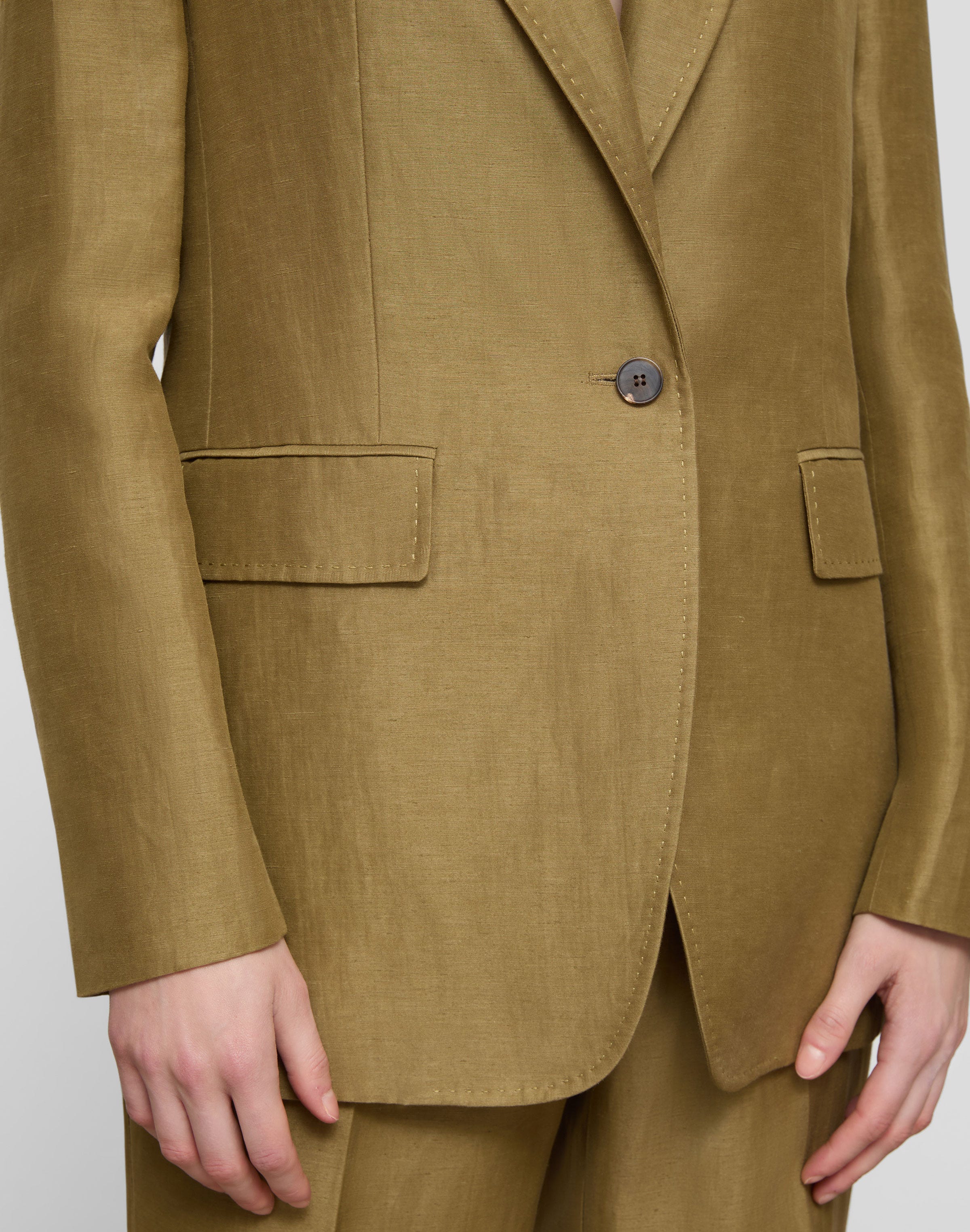 Linen-Viscose Single Button Blazer