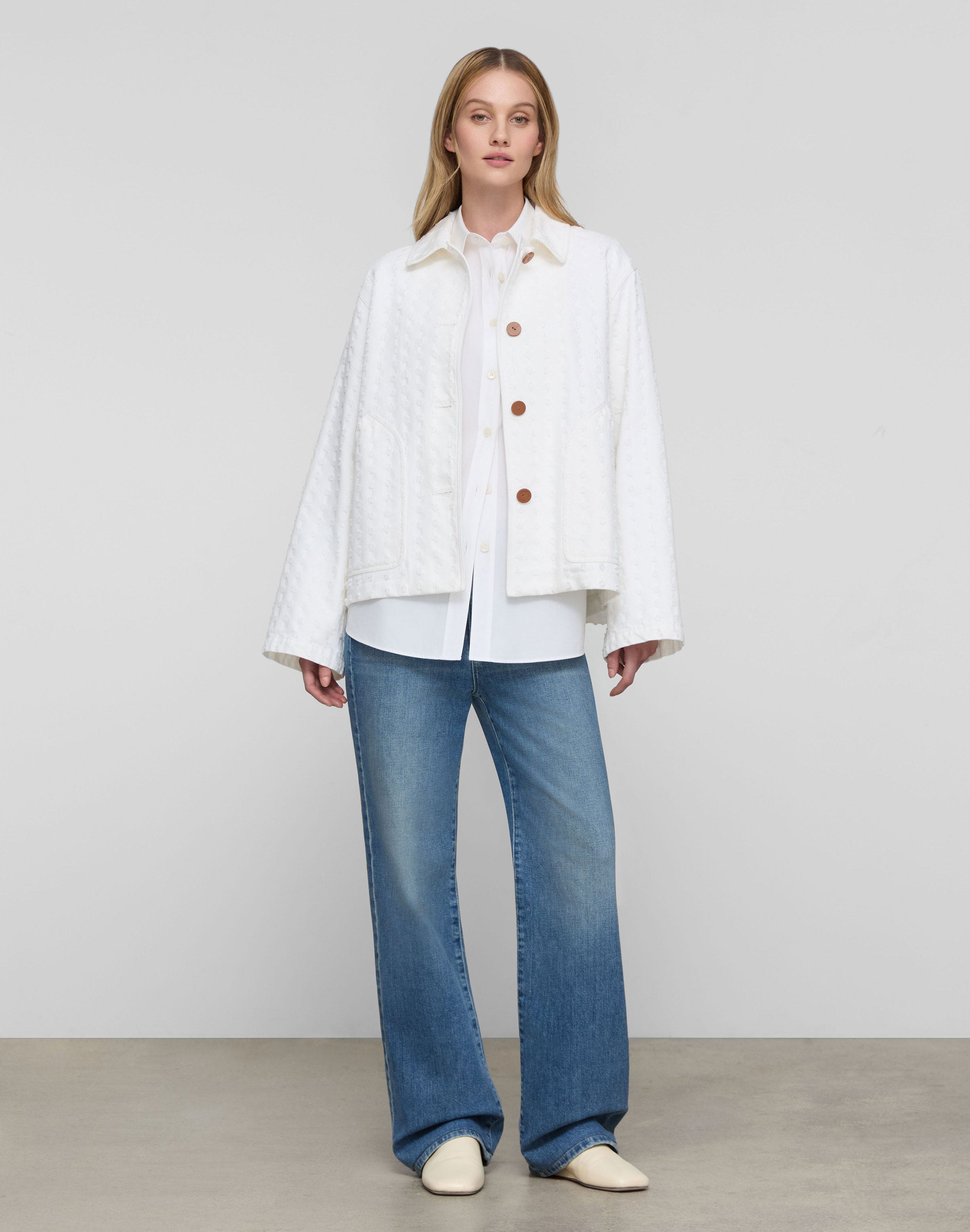 L148 Denim Textured A-Line Topper