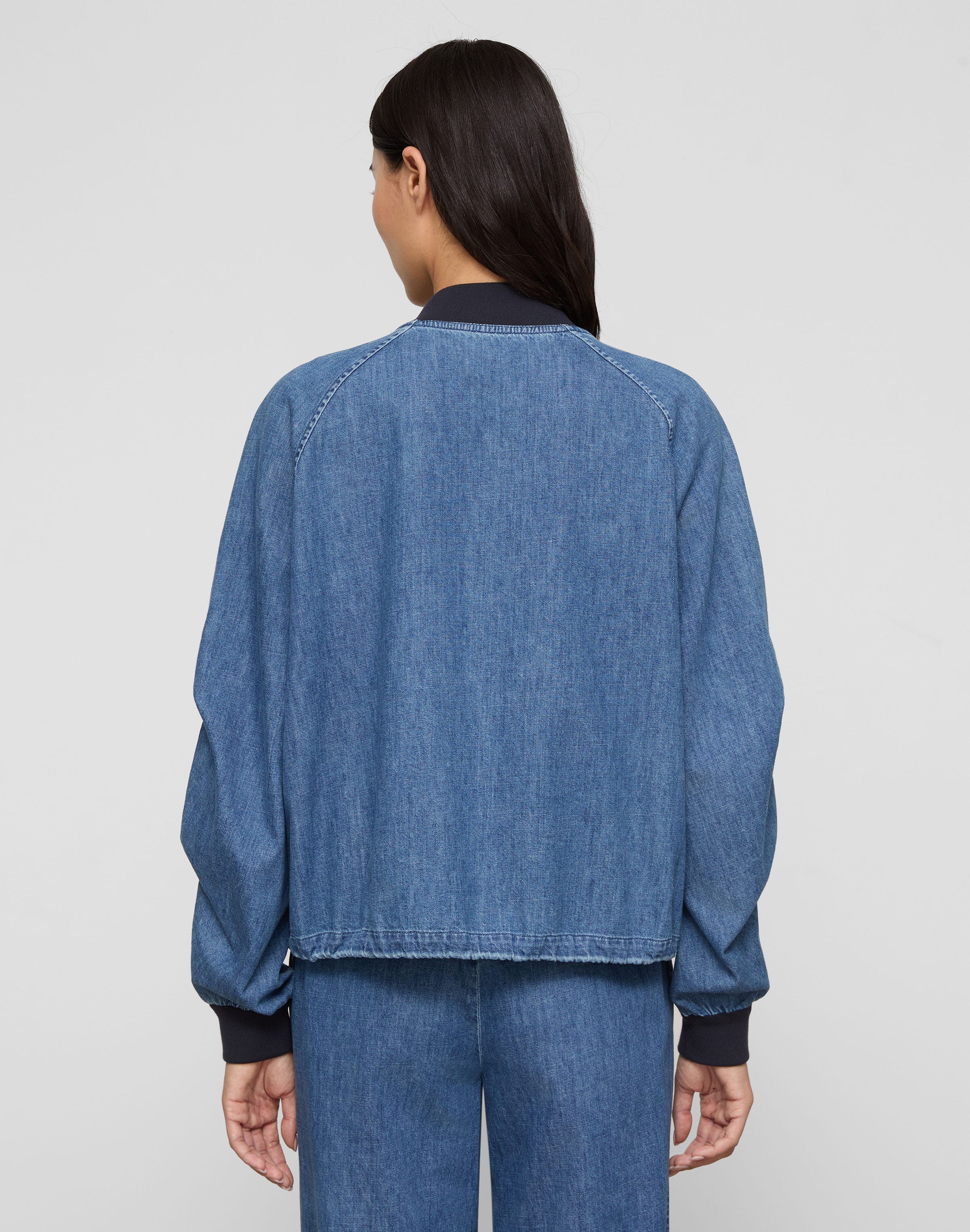 Chambray Oversized Bomber Jacket