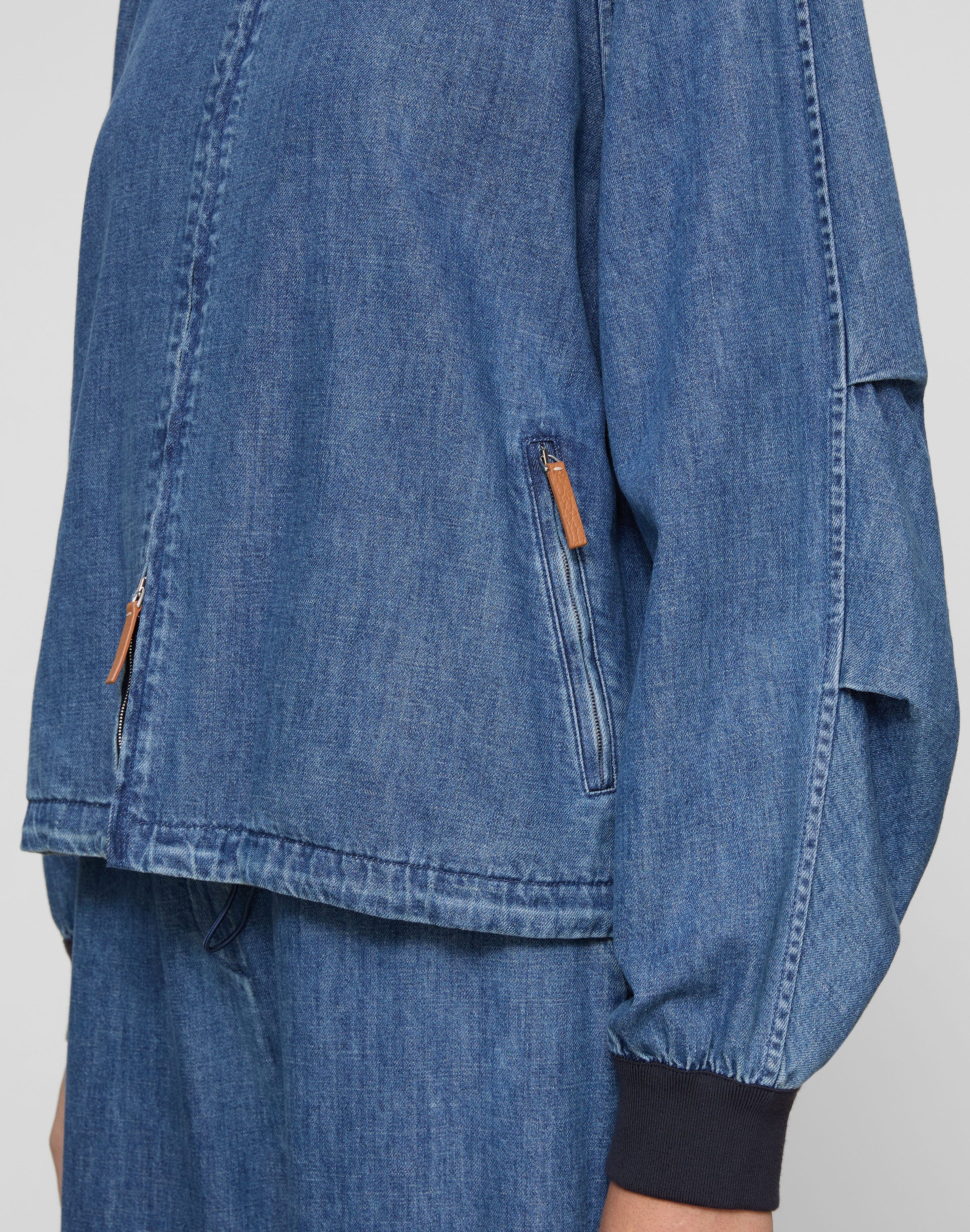 Chambray Oversized Bomber Jacket