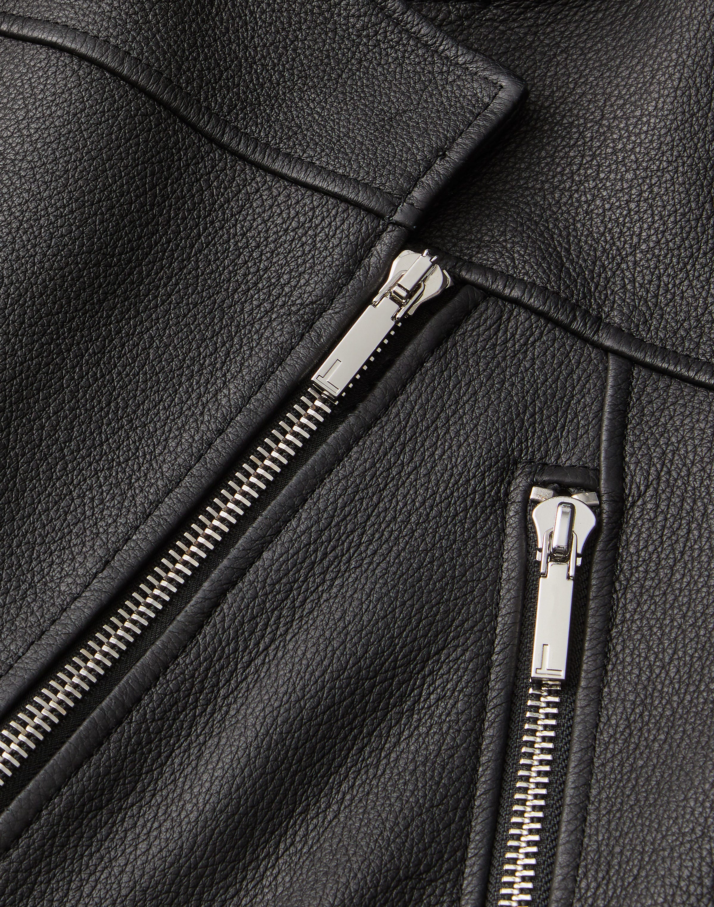 Full Grain Leather Short Sleeve Moto Jacket