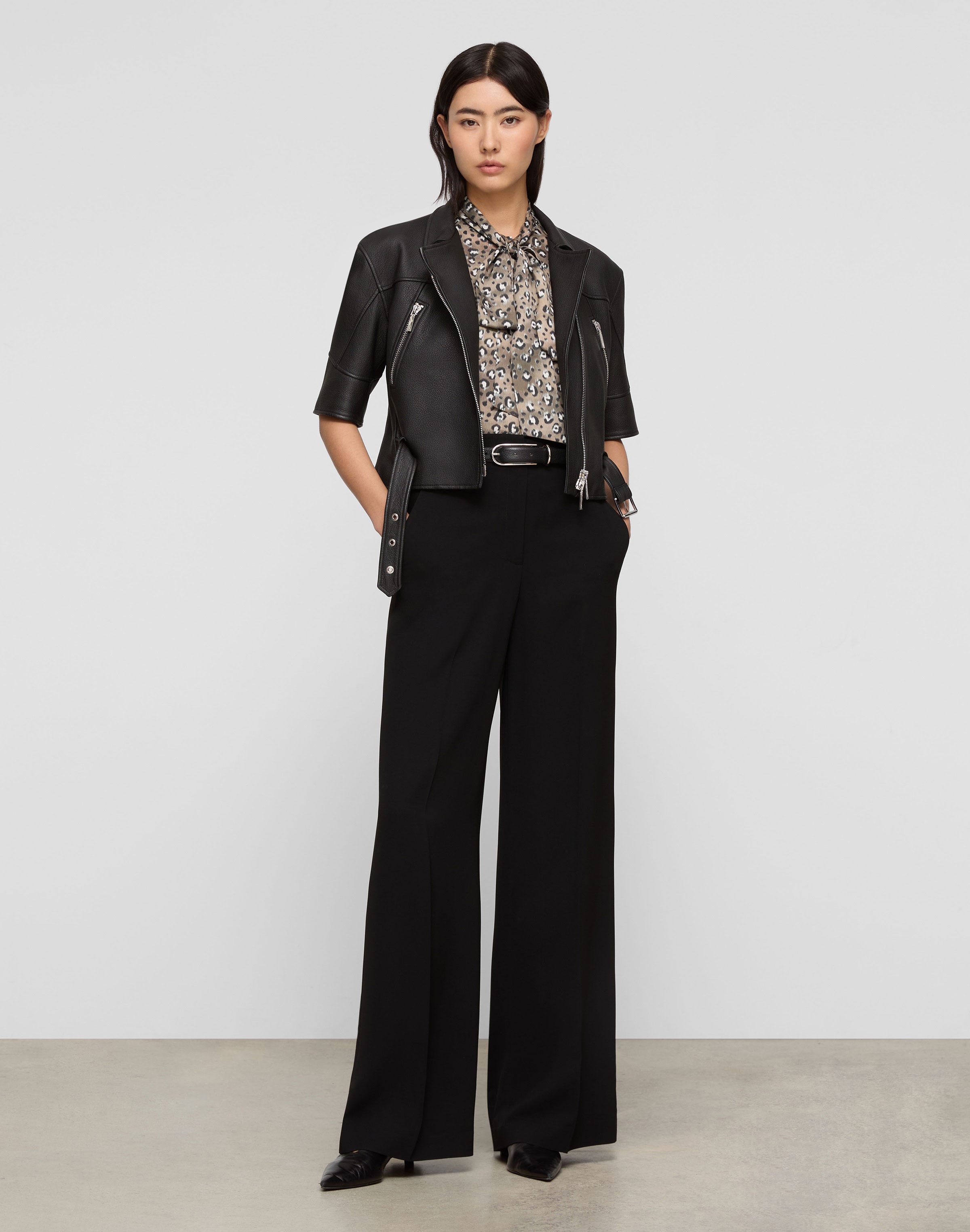 Full Grain Leather Short Sleeve Moto Jacket