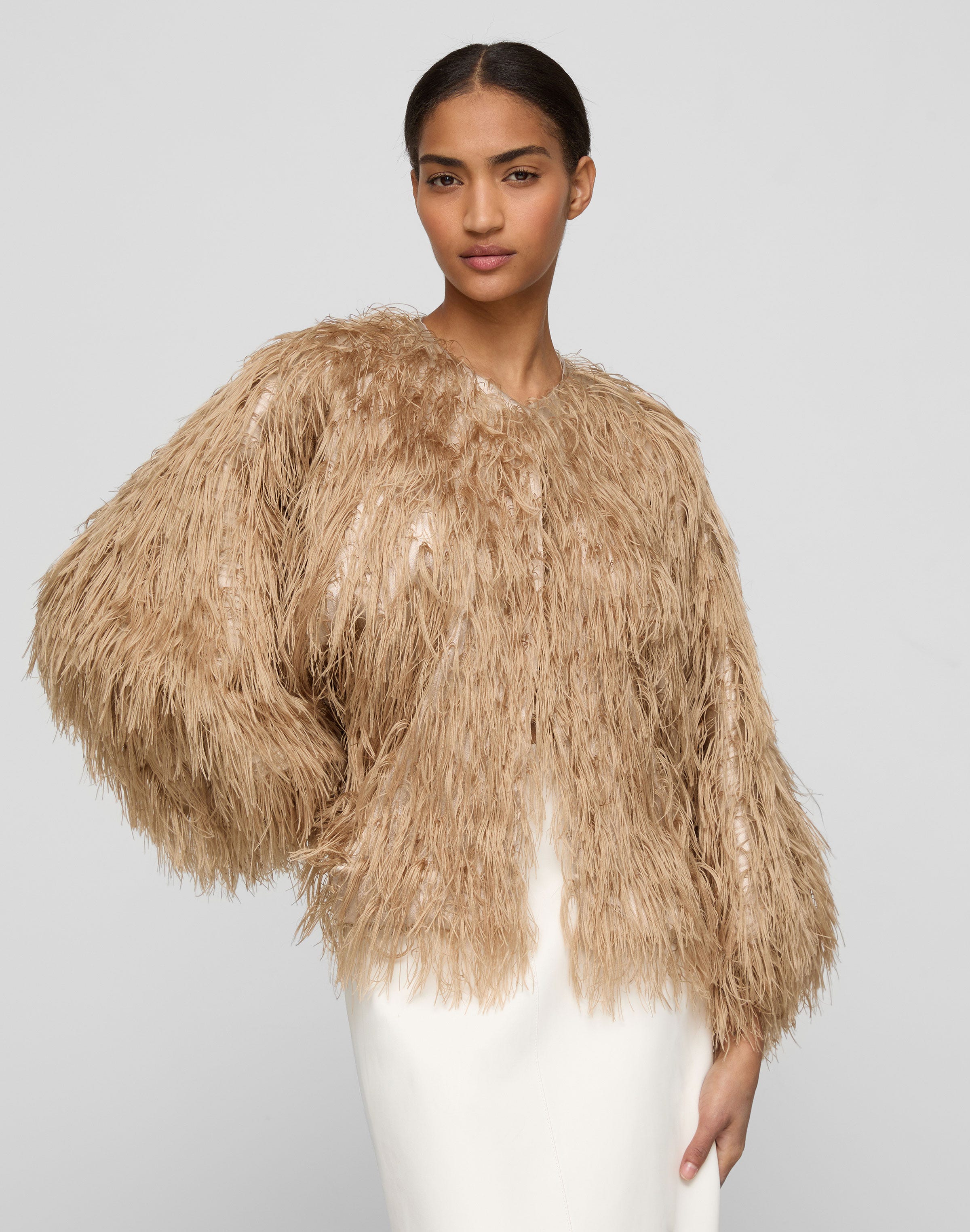 Fringe Fil Coupé Collarless Jacket