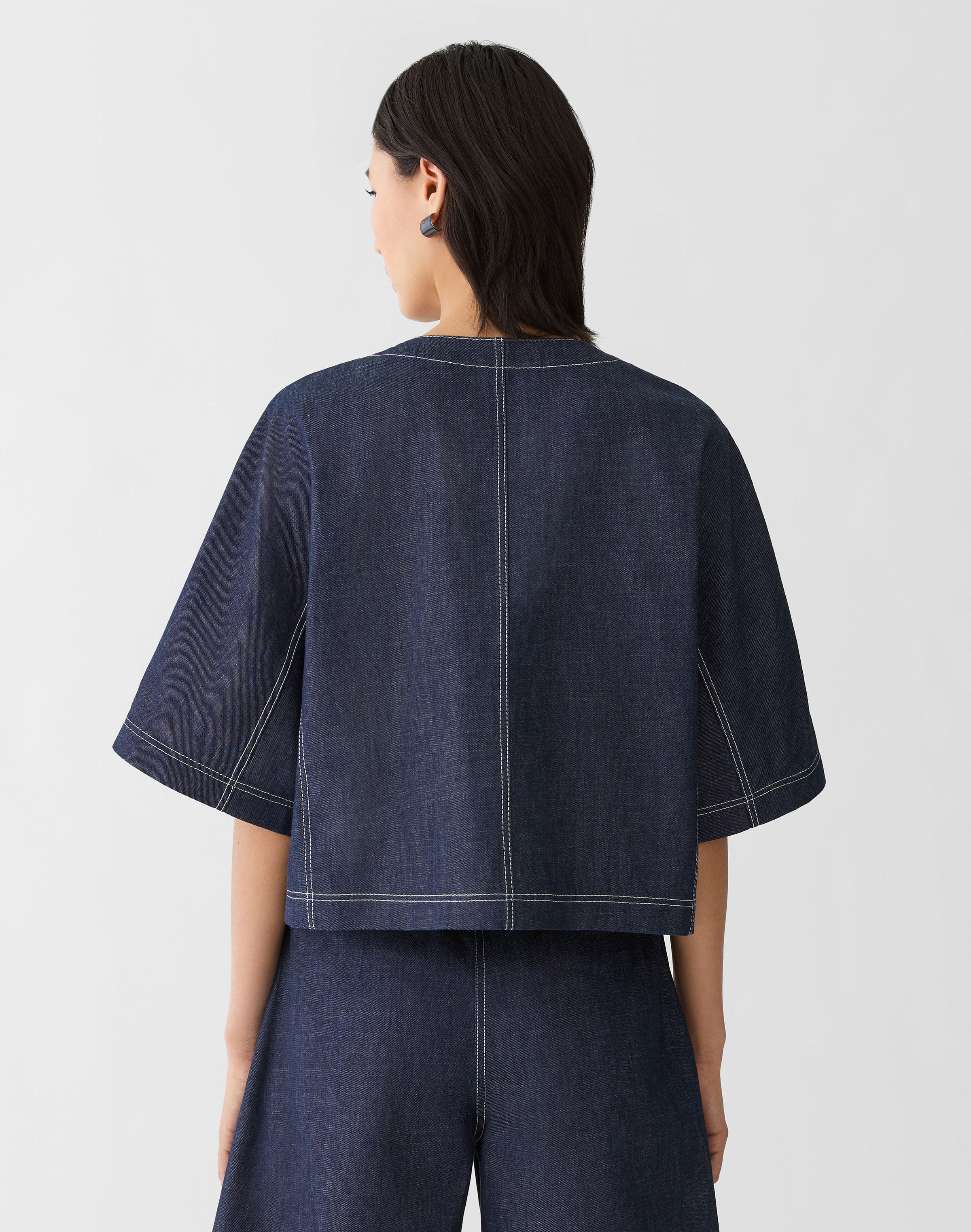 Chambray Patch Pocket Cropped Jacket