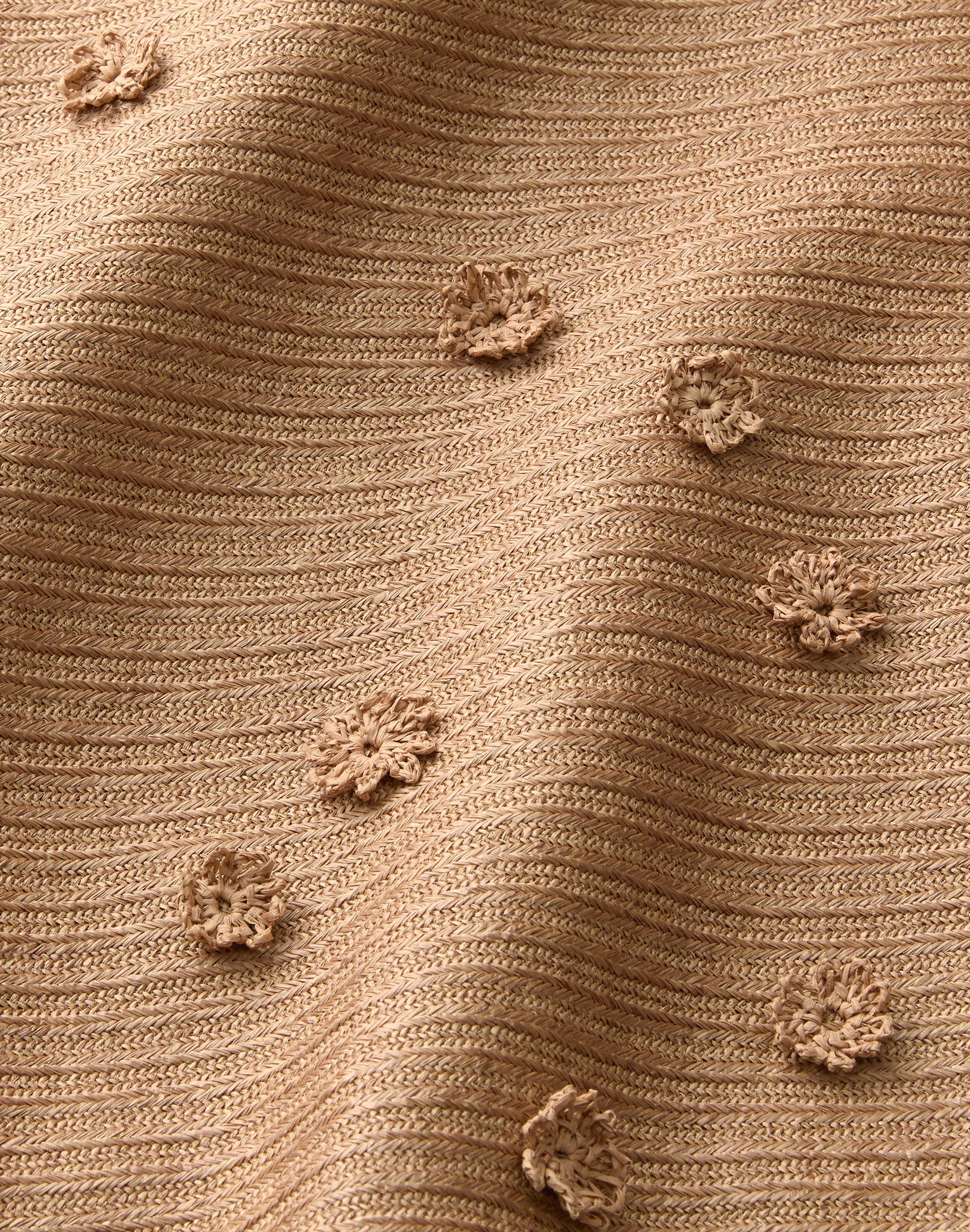 Raffia-Effect Floral Embellished Cropped Jacket