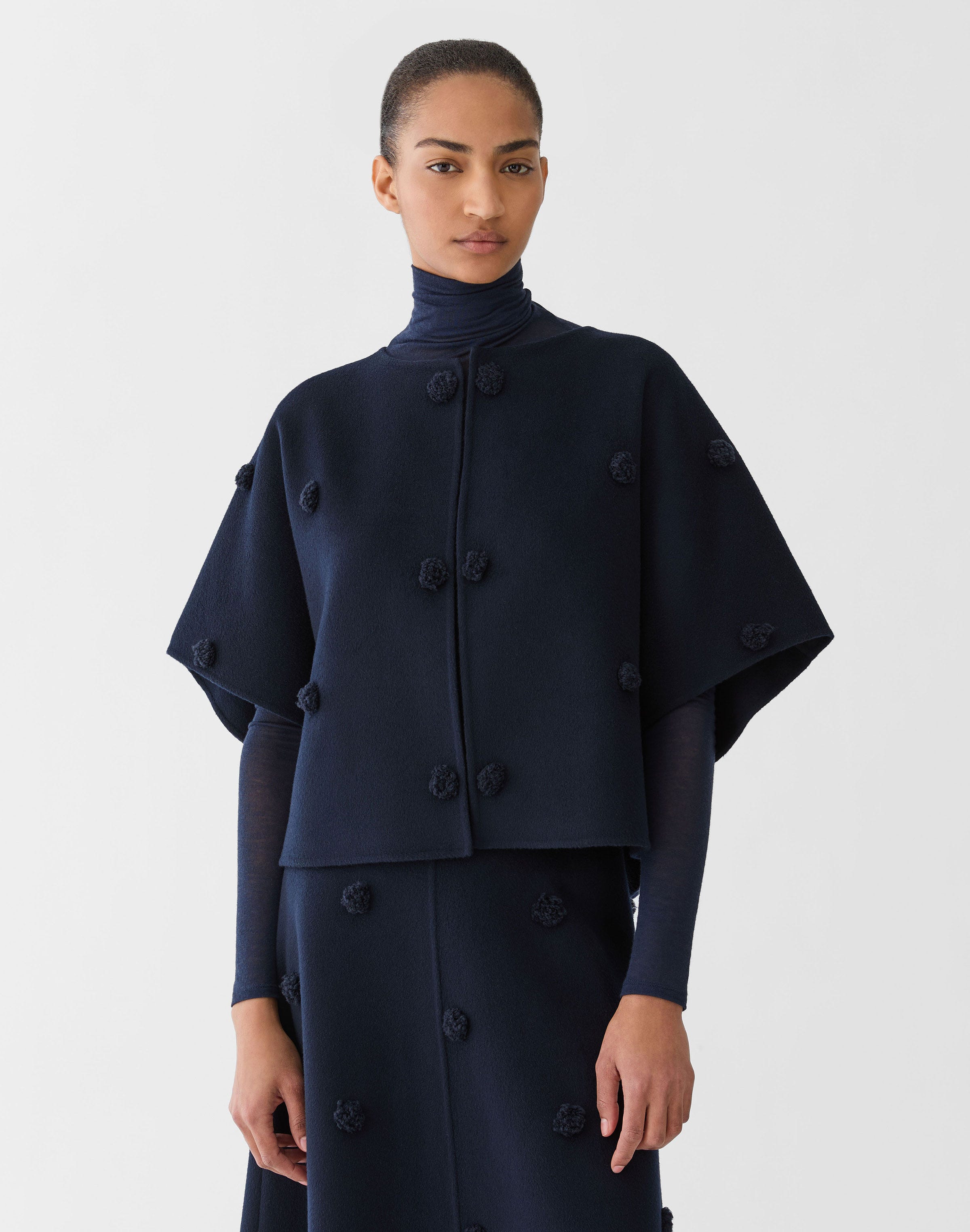 Plus-Size Wool-Cashmere Double Face Embellished Short Jacket