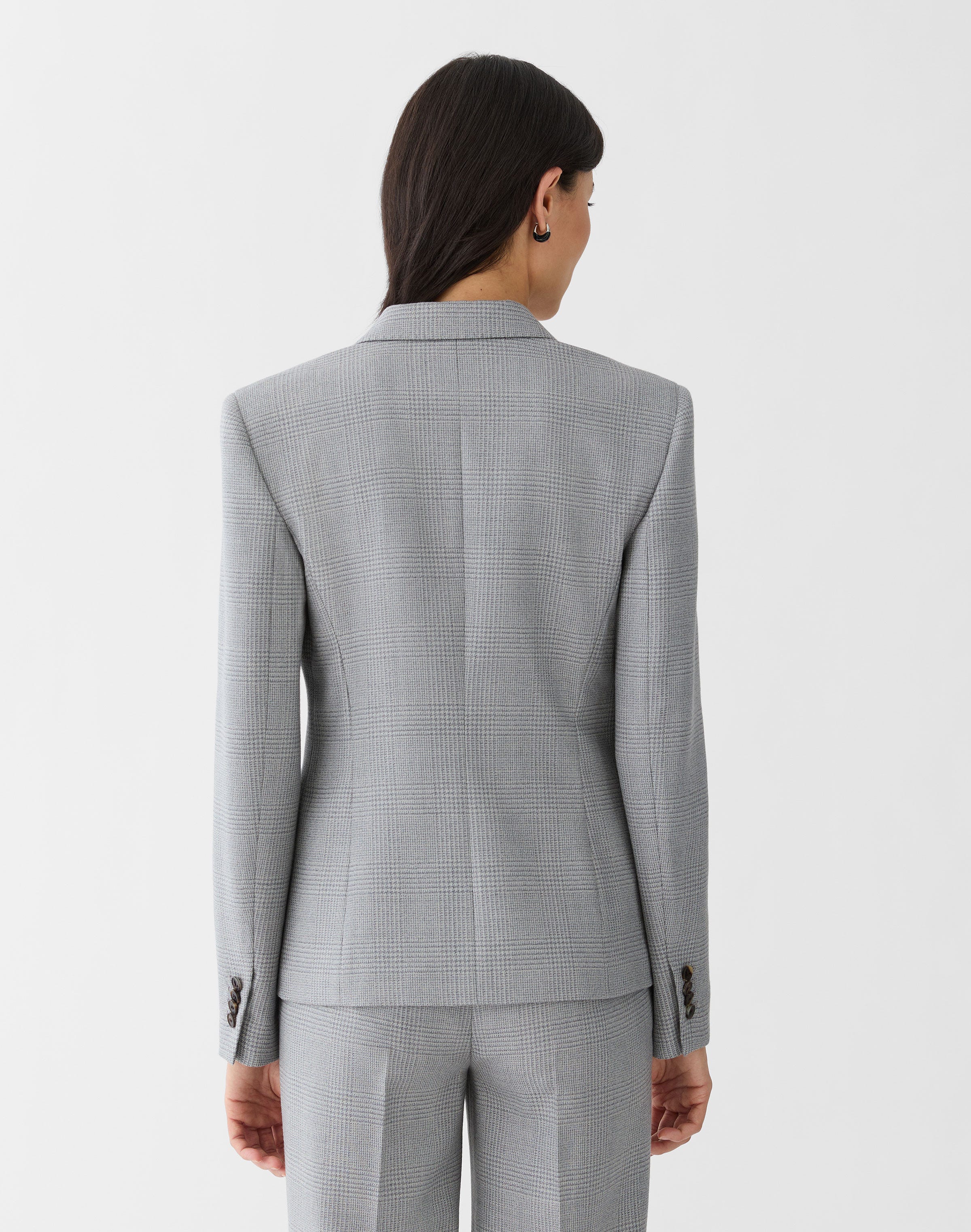 Plus-Size Wool Glen Plaid Single Button Blazer