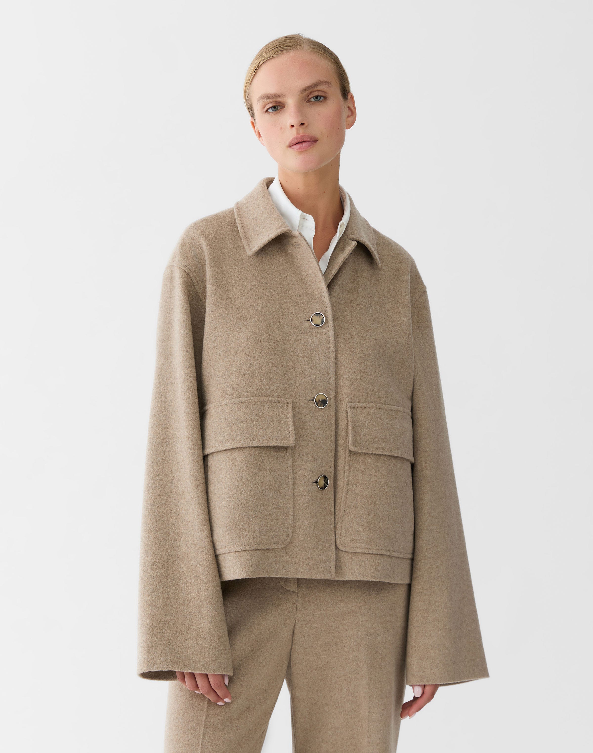 Brushed Wool-Cashmere Flannel Two Pocket Jacket