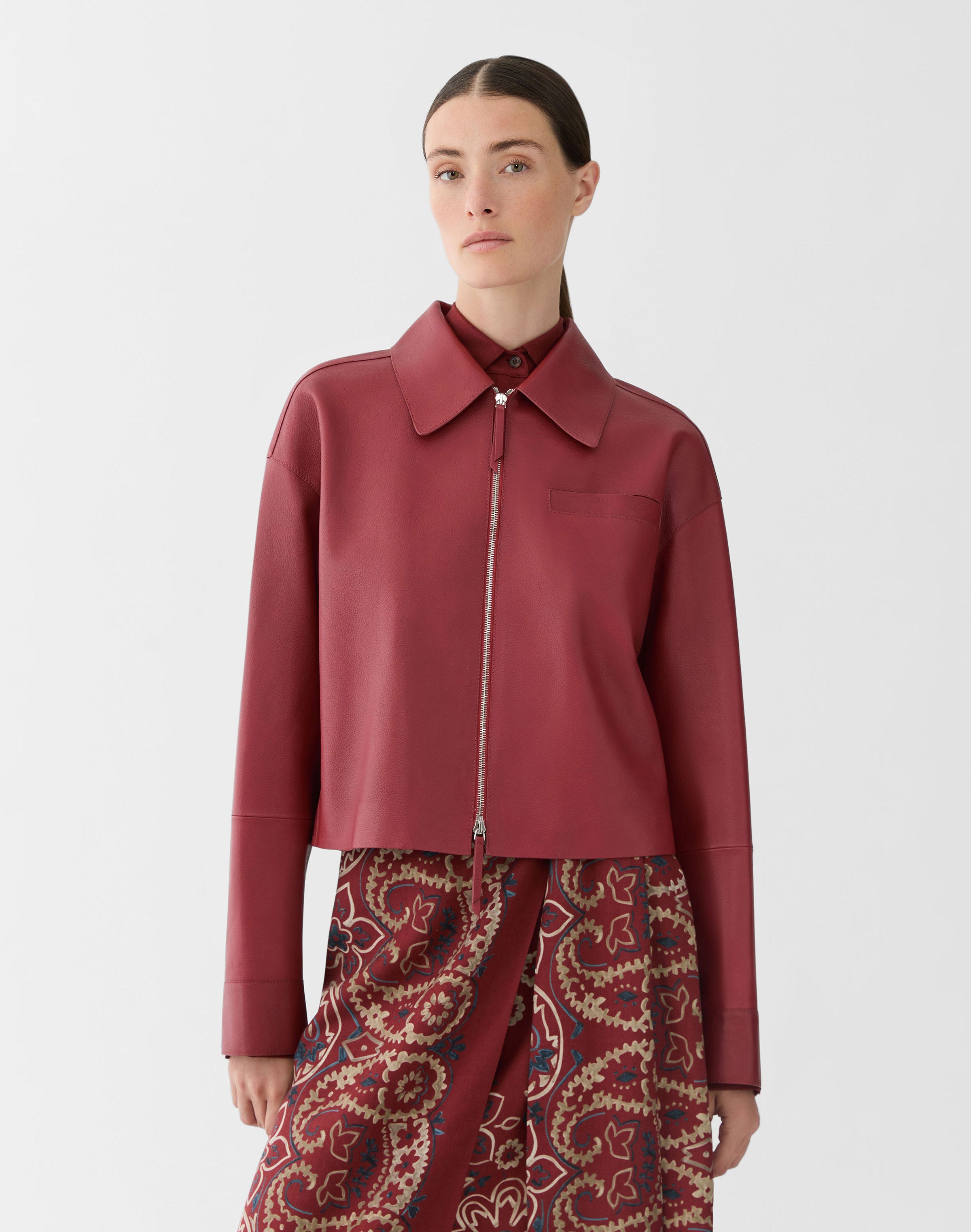 Full Grain Leather Short Jacket
