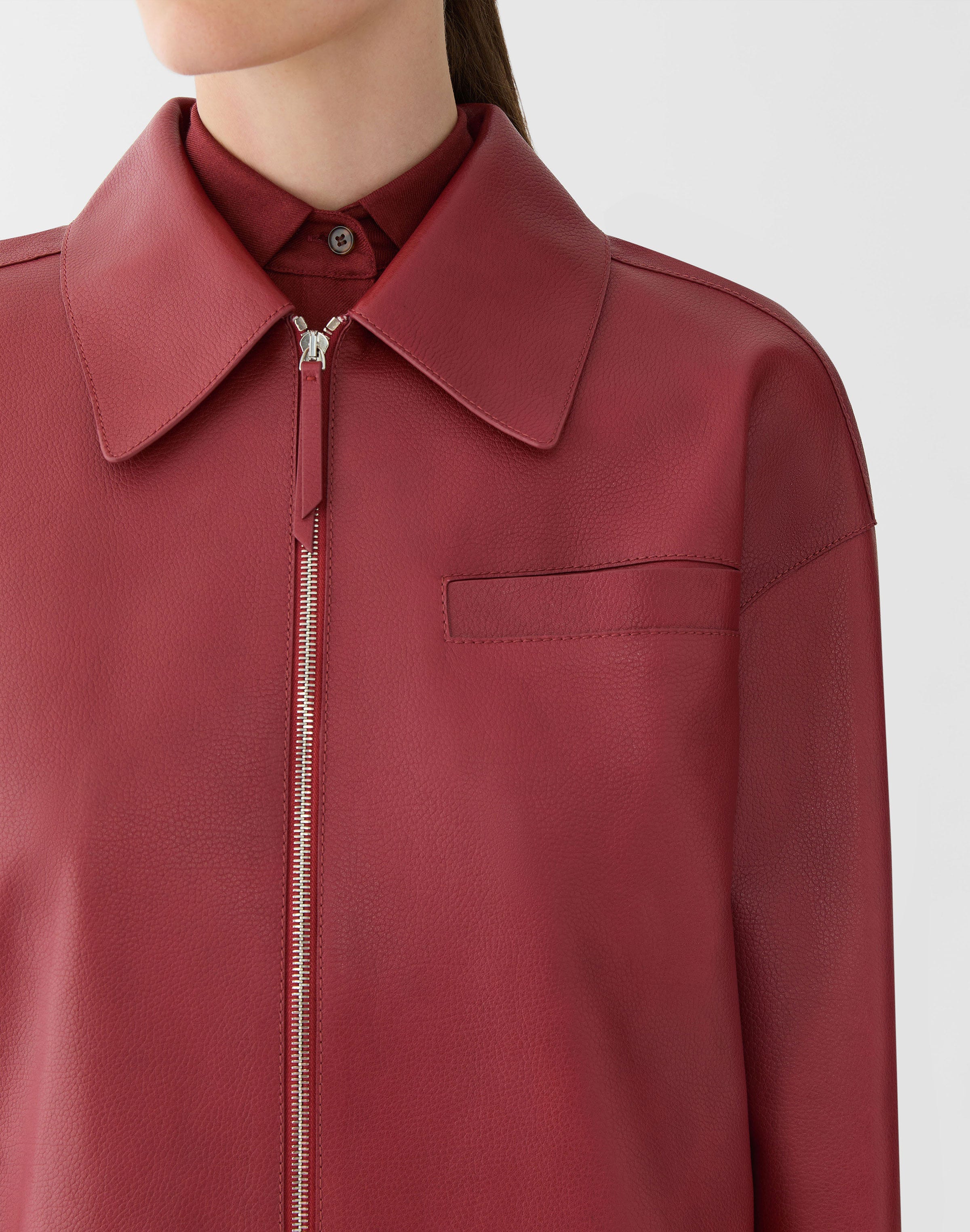 Full Grain Leather Short Jacket