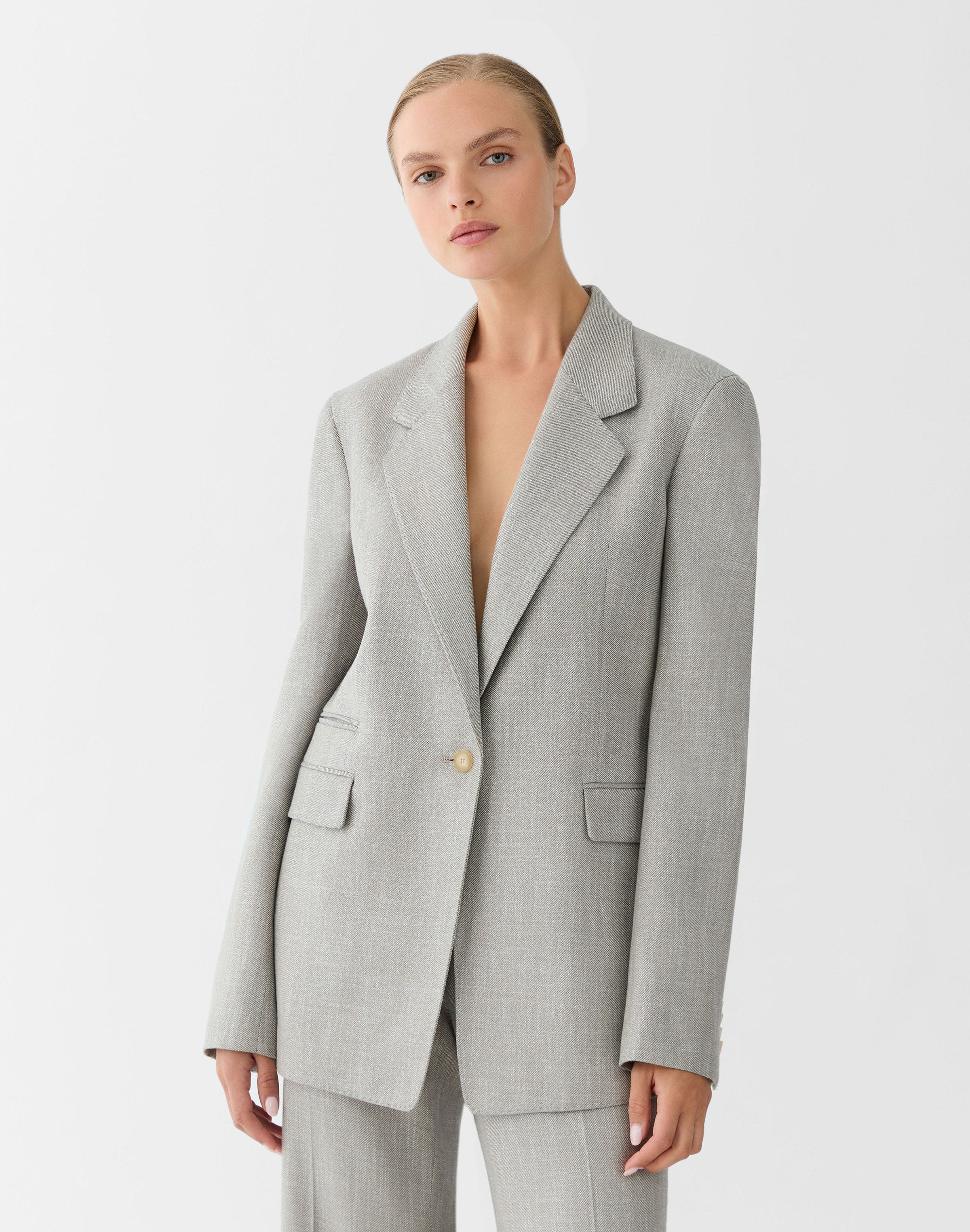 Bamboo Viscose Twill Three Pocket Blazer