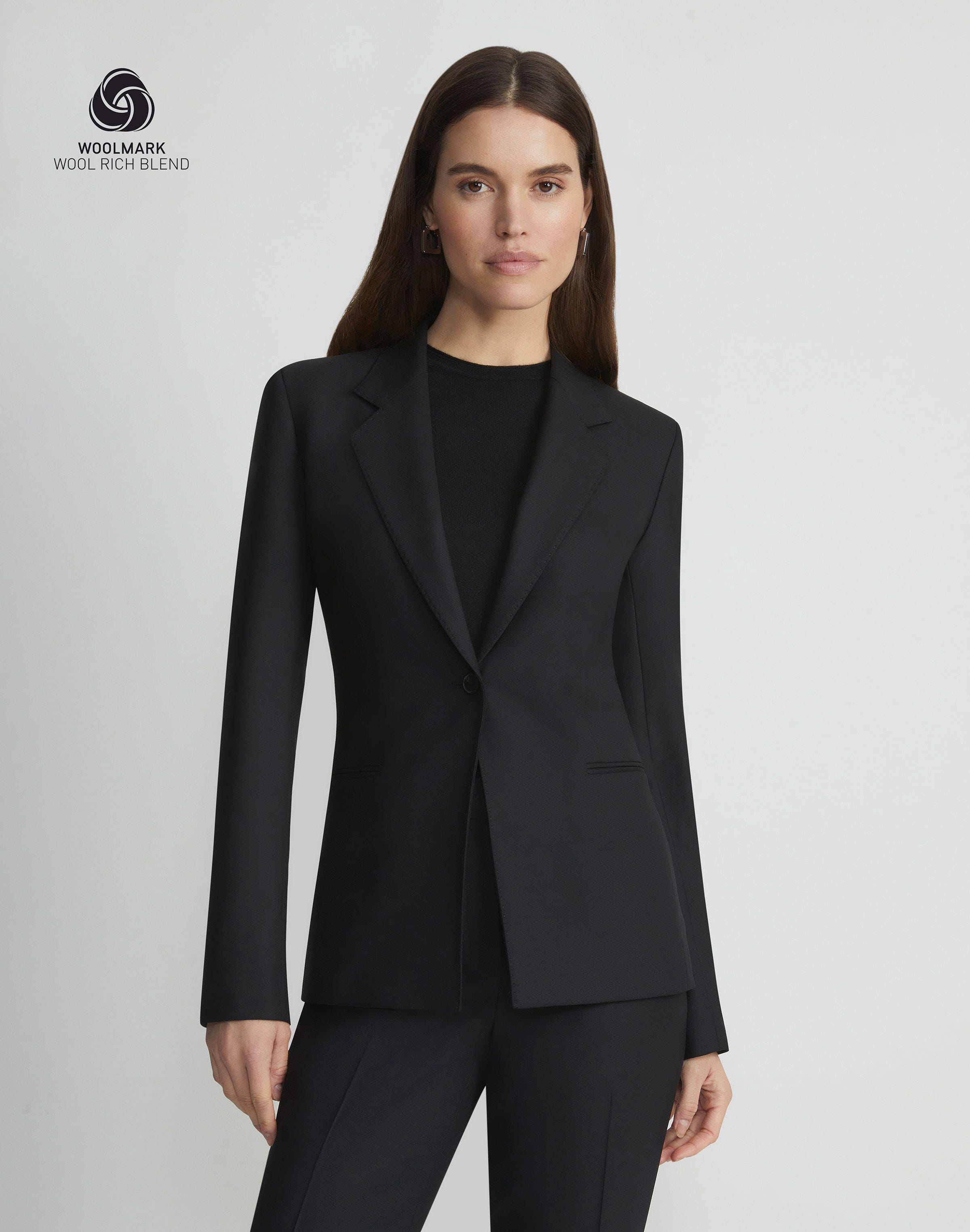 Plus-Size Responsible Stretch Wool Single Button Blazer