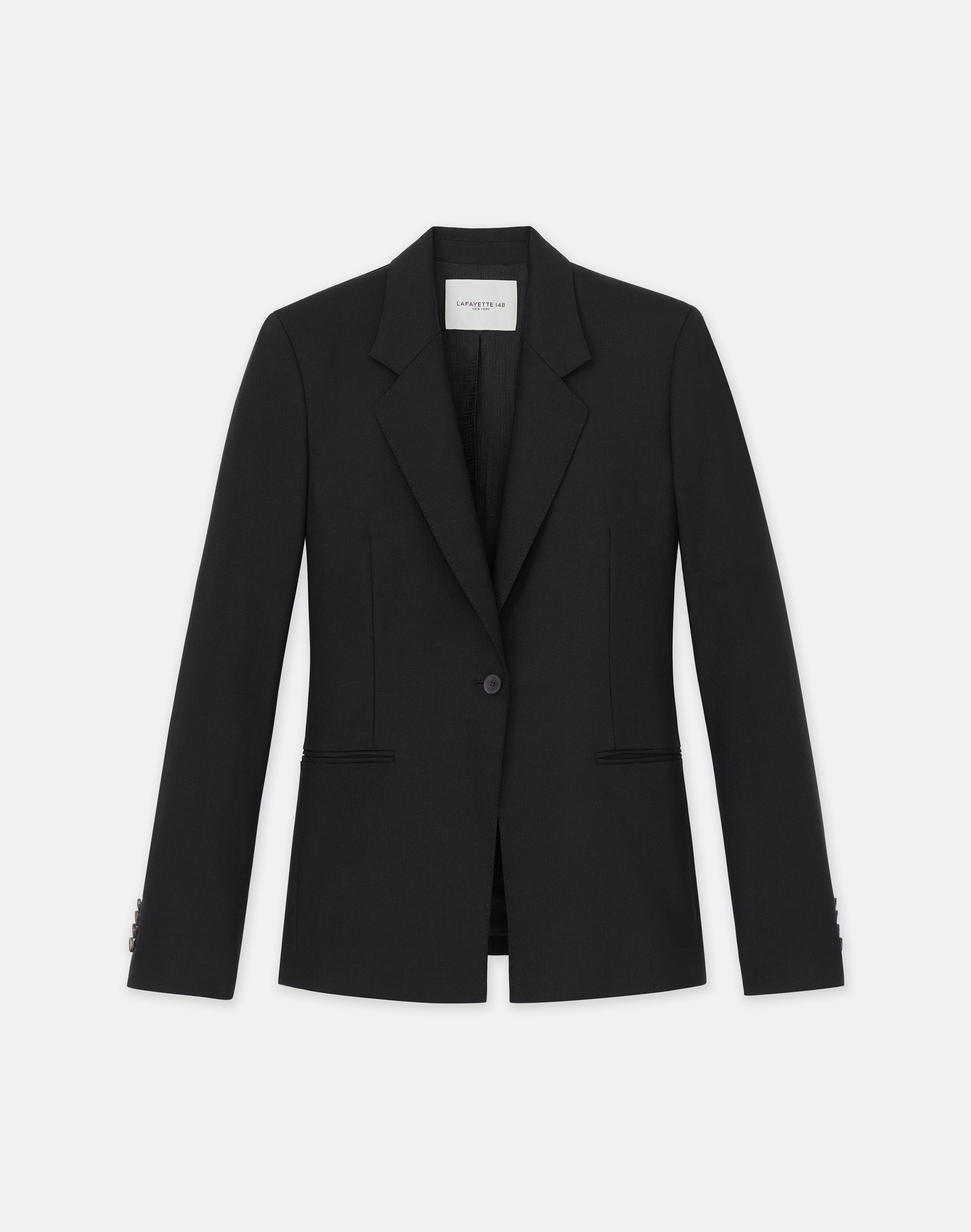 Plus-Size Responsible Stretch Wool Single Button Blazer
