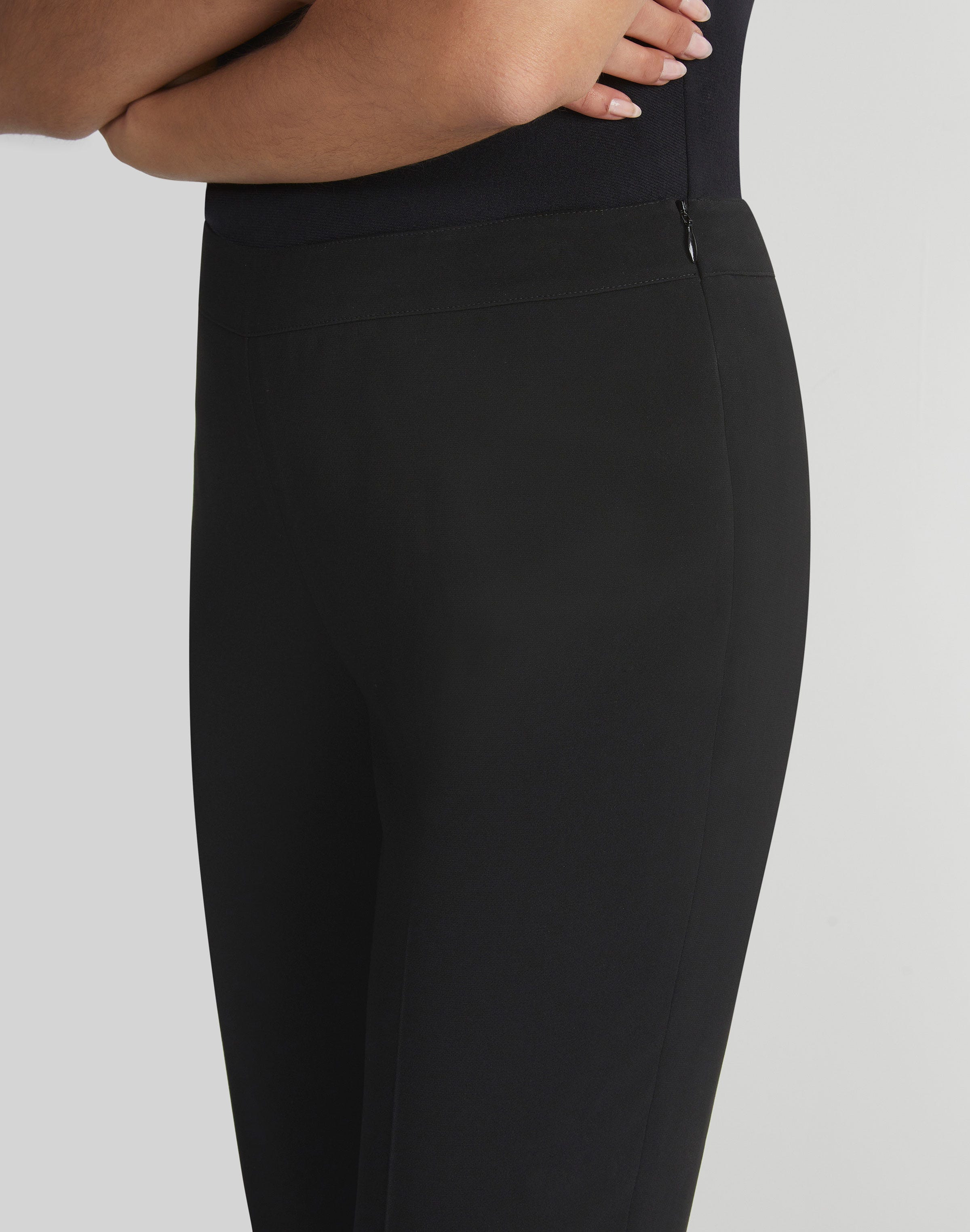 Plus-Size Finesse Crepe Front Zip Ankle Length Pant