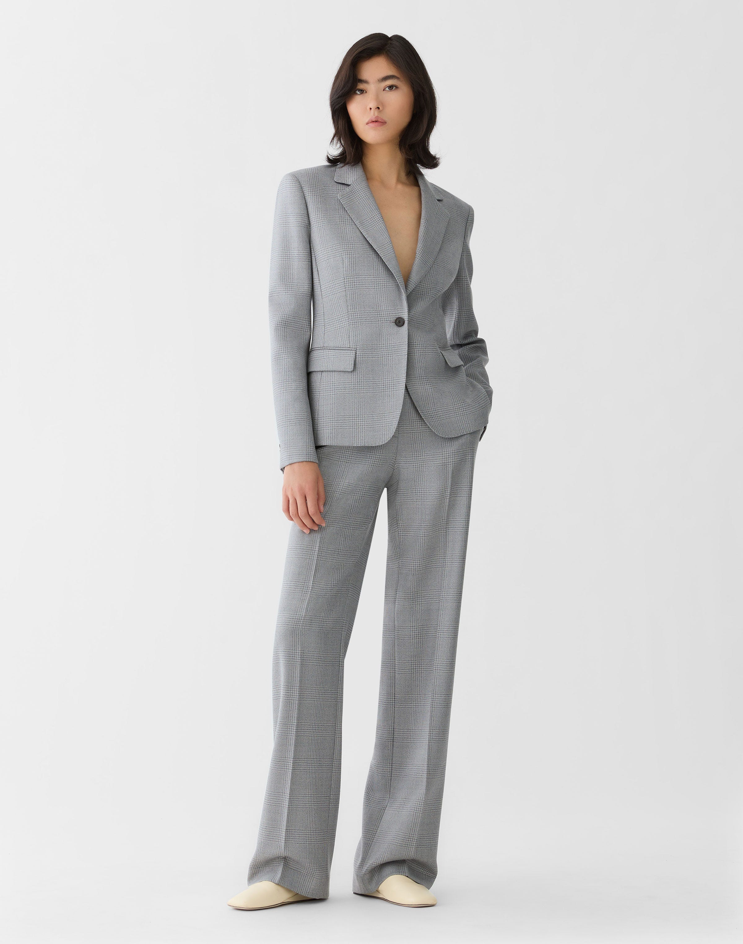 Plus-Size Wool Glen Plaid Gates Straight Pant