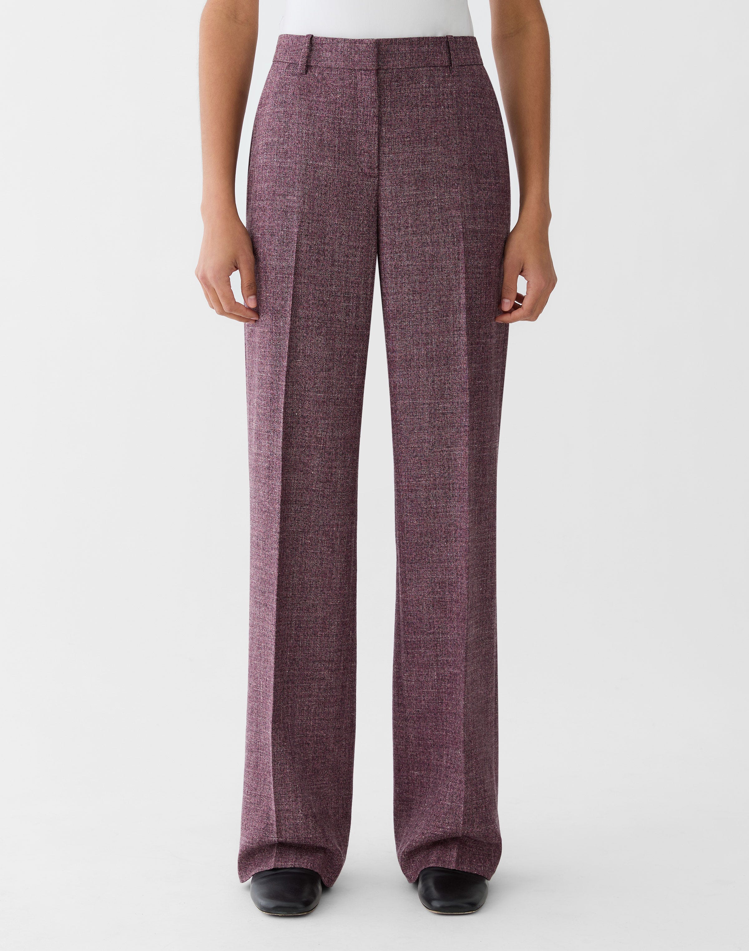 Plus-Size Wool Mouliné Gates Straight Pant