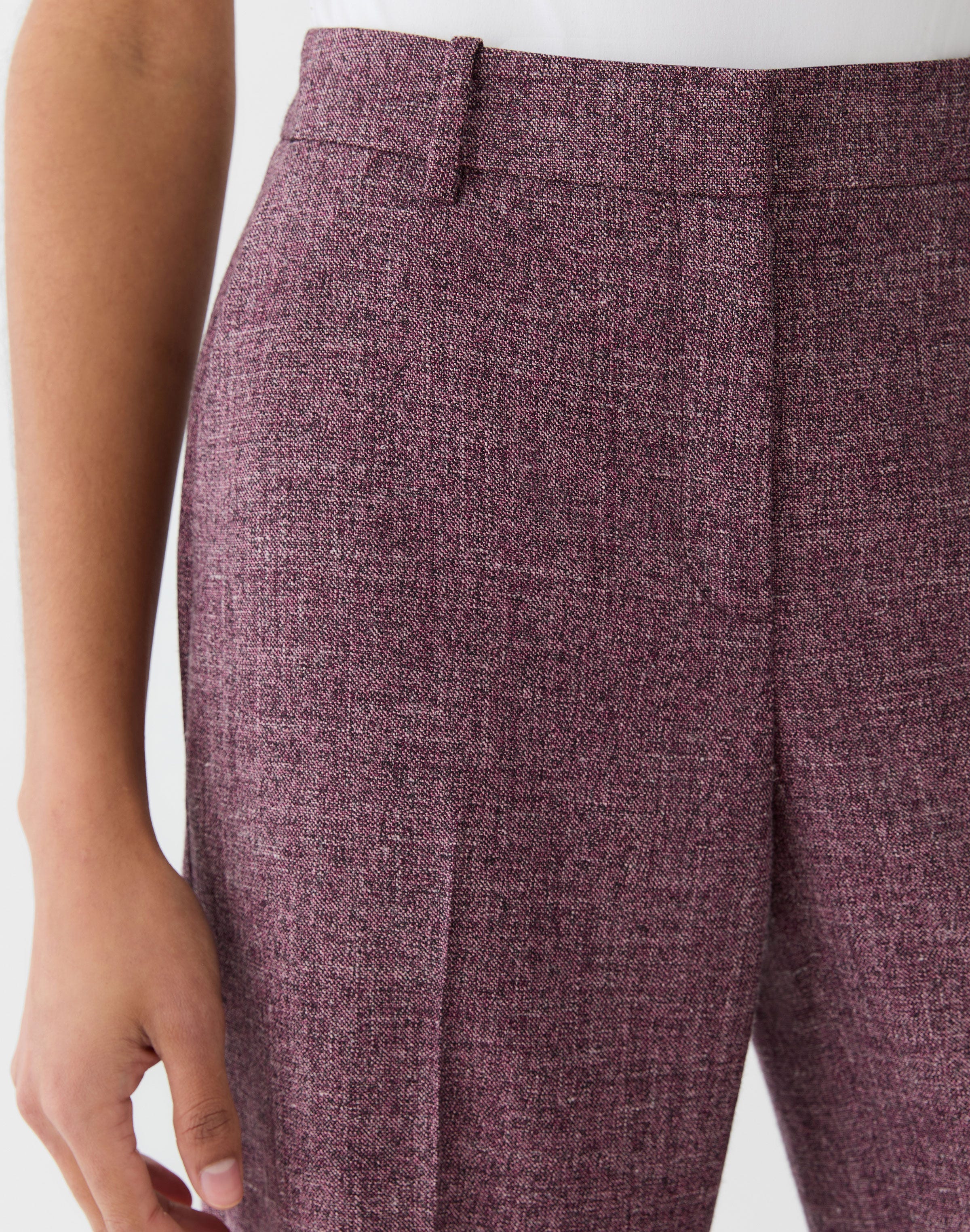 Plus-Size Wool Mouliné Gates Straight Pant