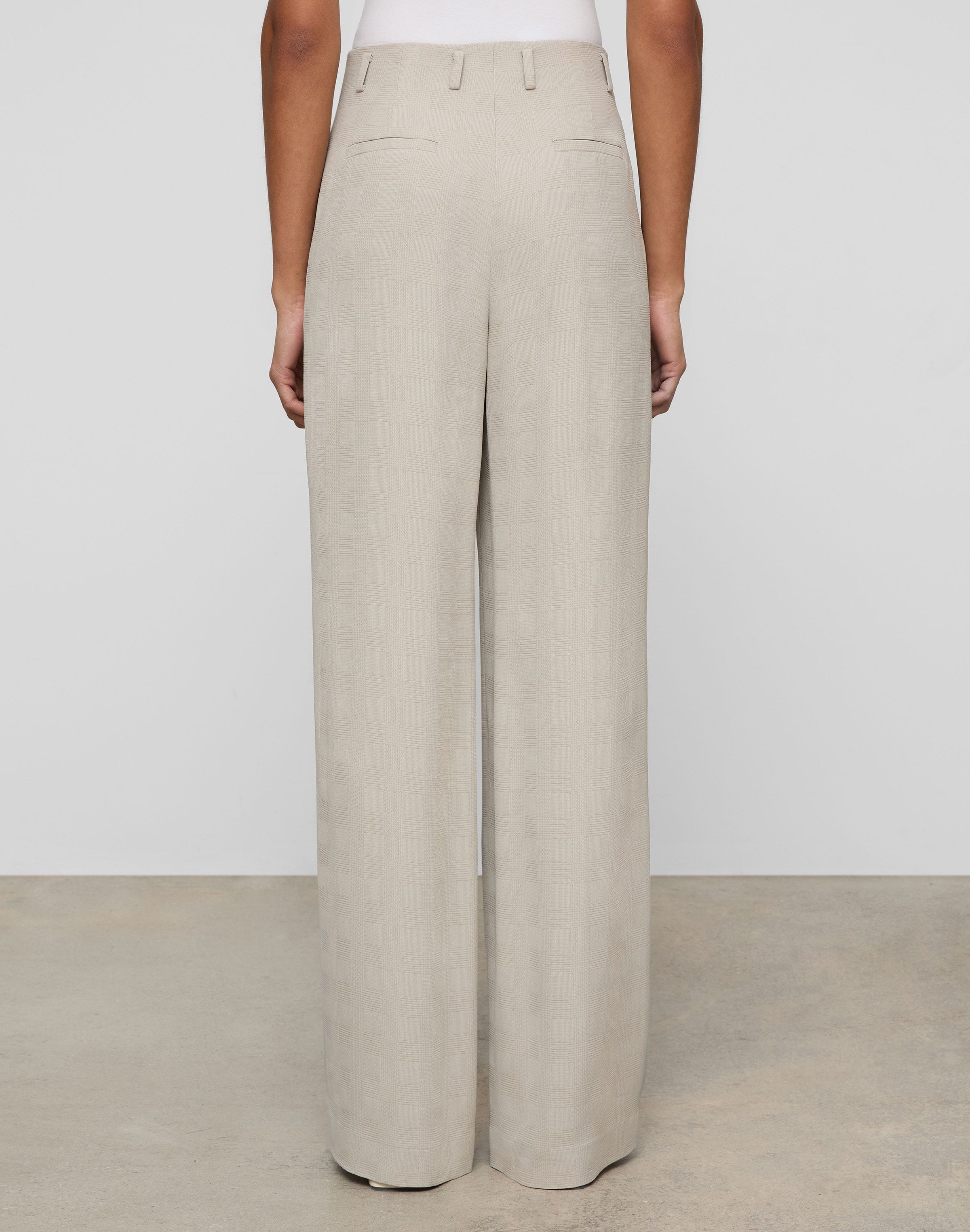 Grid Plaid Crepe Clark Wide Leg Pant