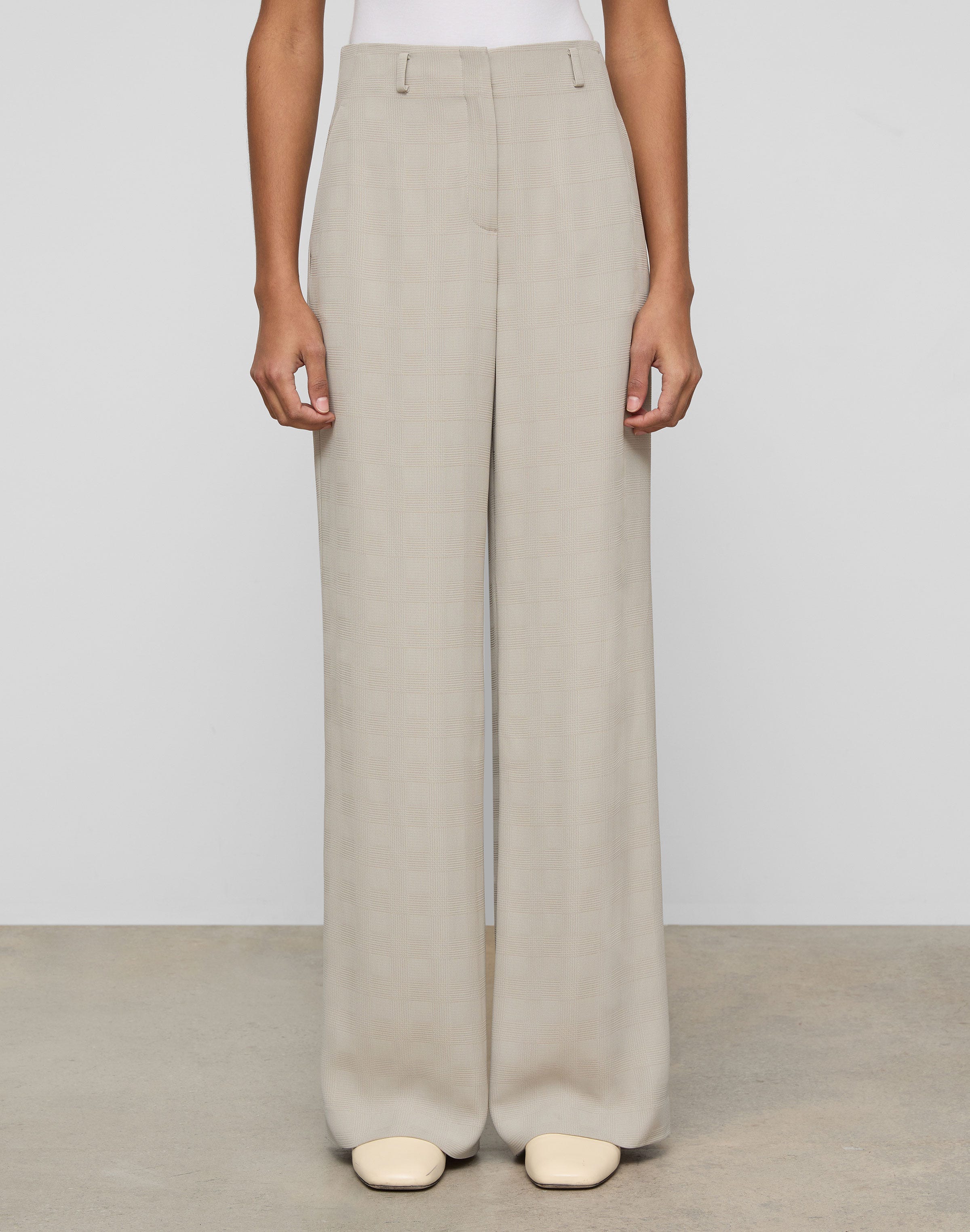 Grid Plaid Crepe Clark Wide Leg Pant