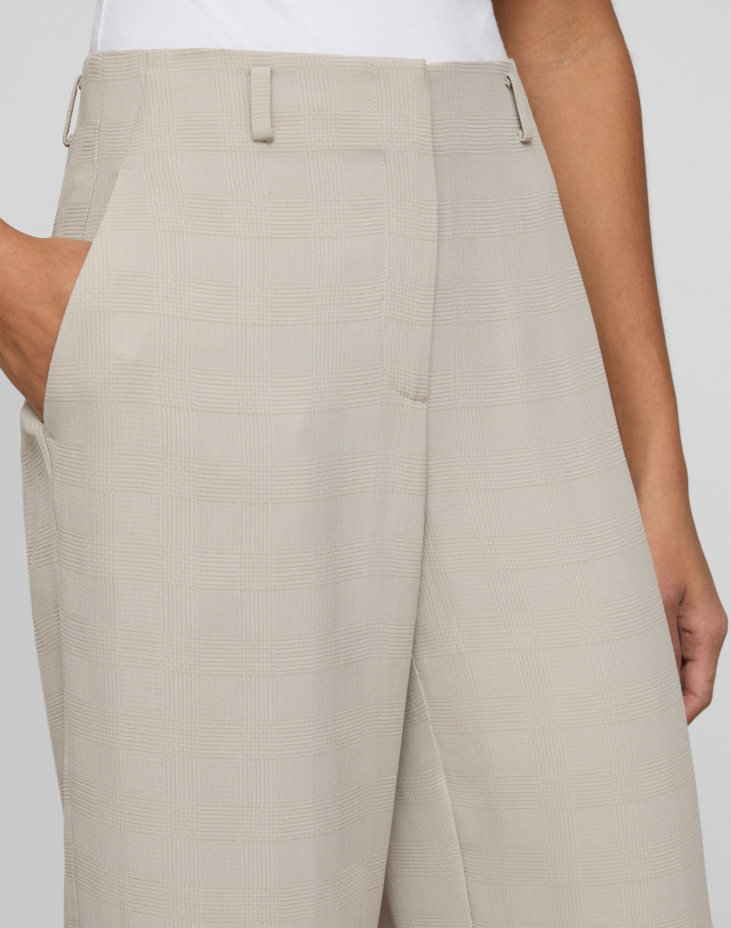 Grid Plaid Crepe Clark Wide Leg Pant
