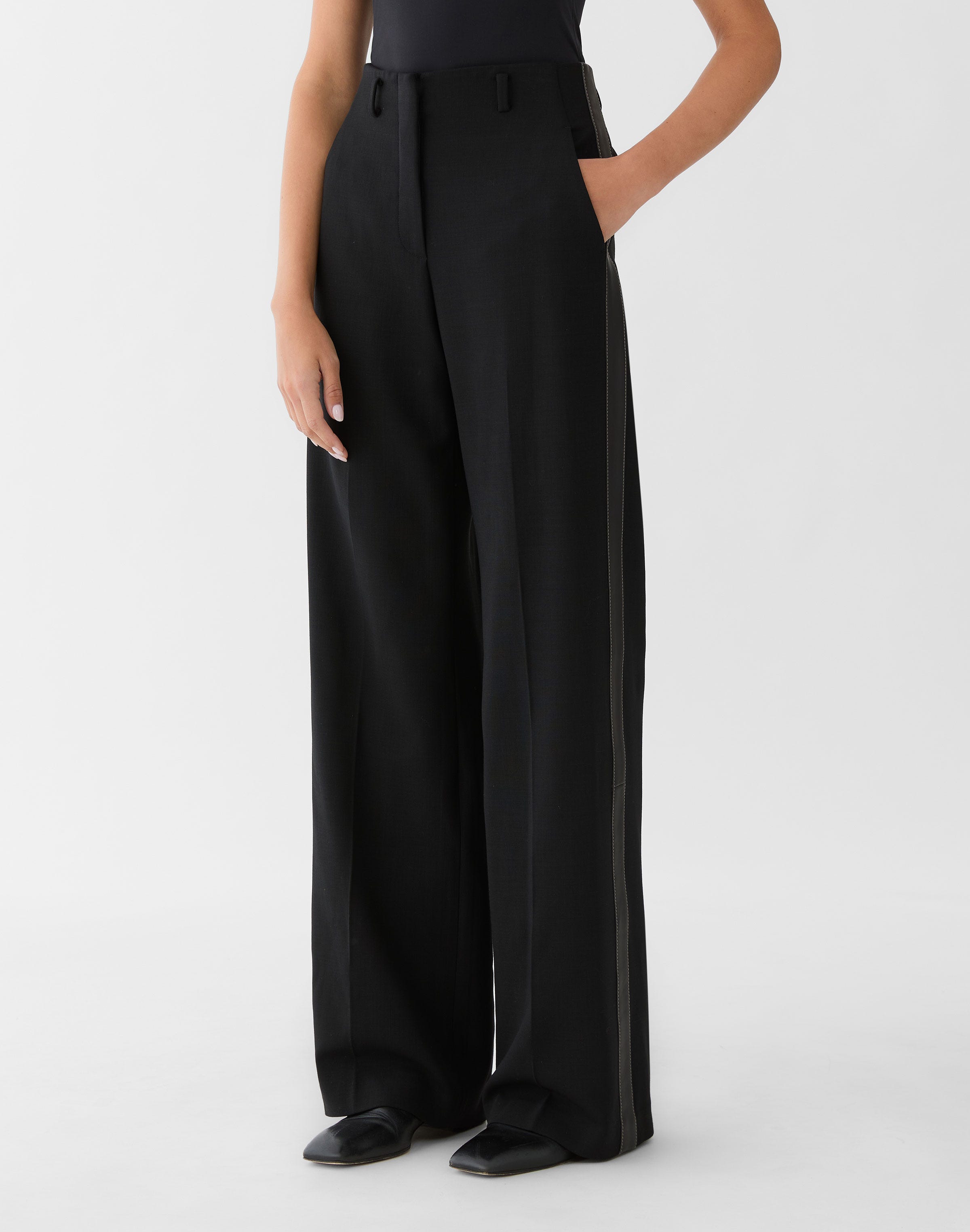 Responsible Wool Double Face Clark Wide Leg Pant