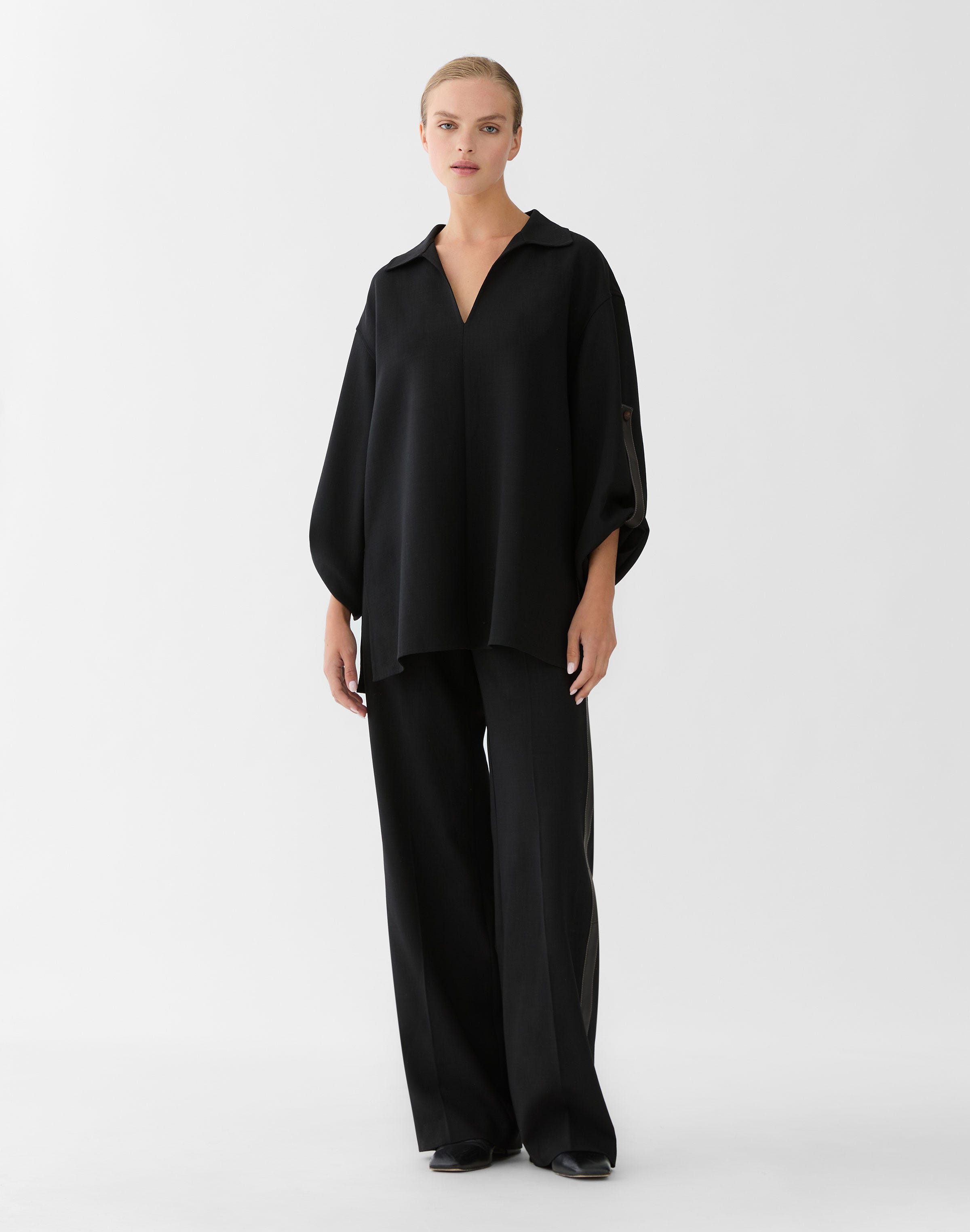 Responsible Wool Double Face Clark Wide Leg Pant