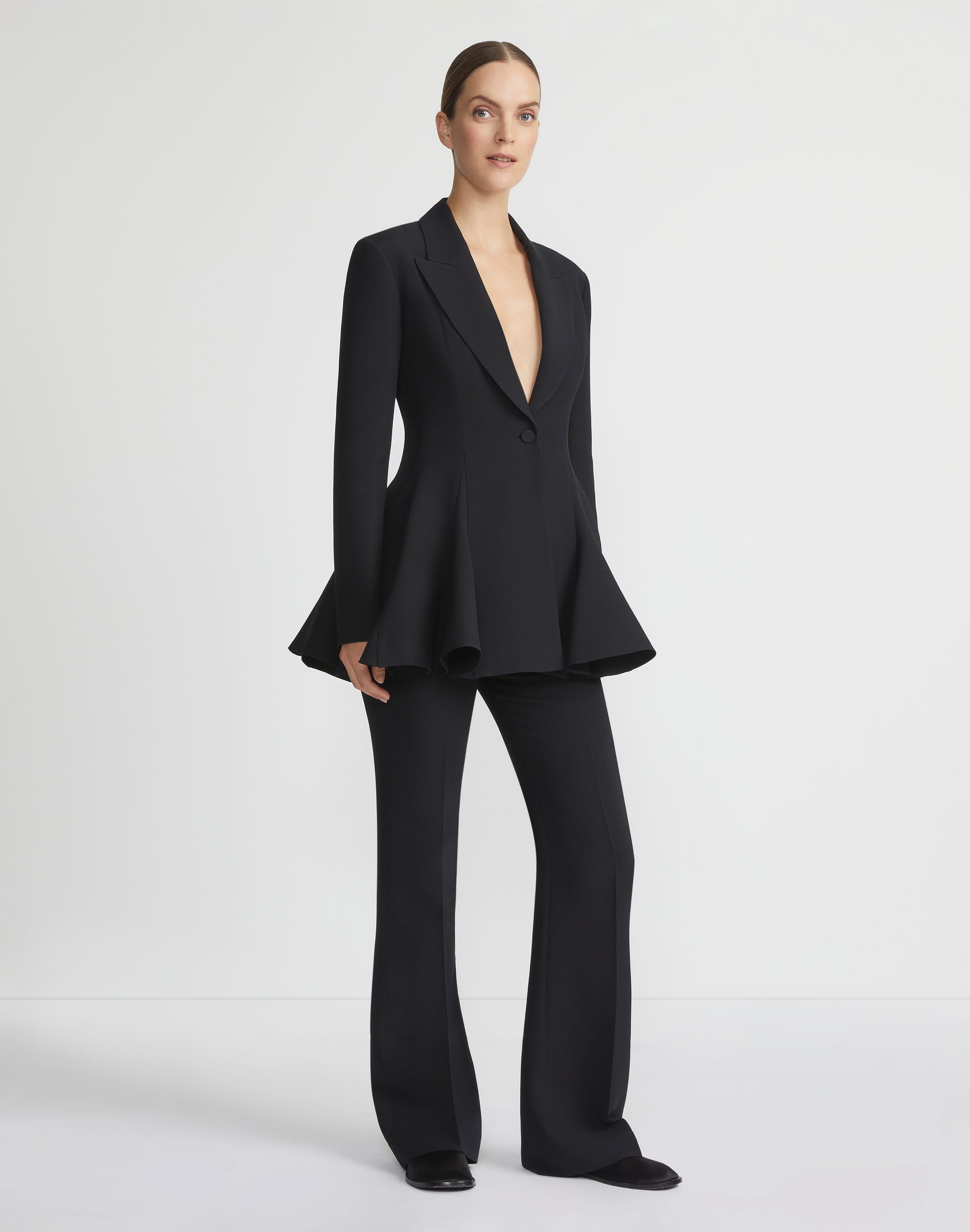 Wool-Silk Crepe Saint Marks Flare Pant