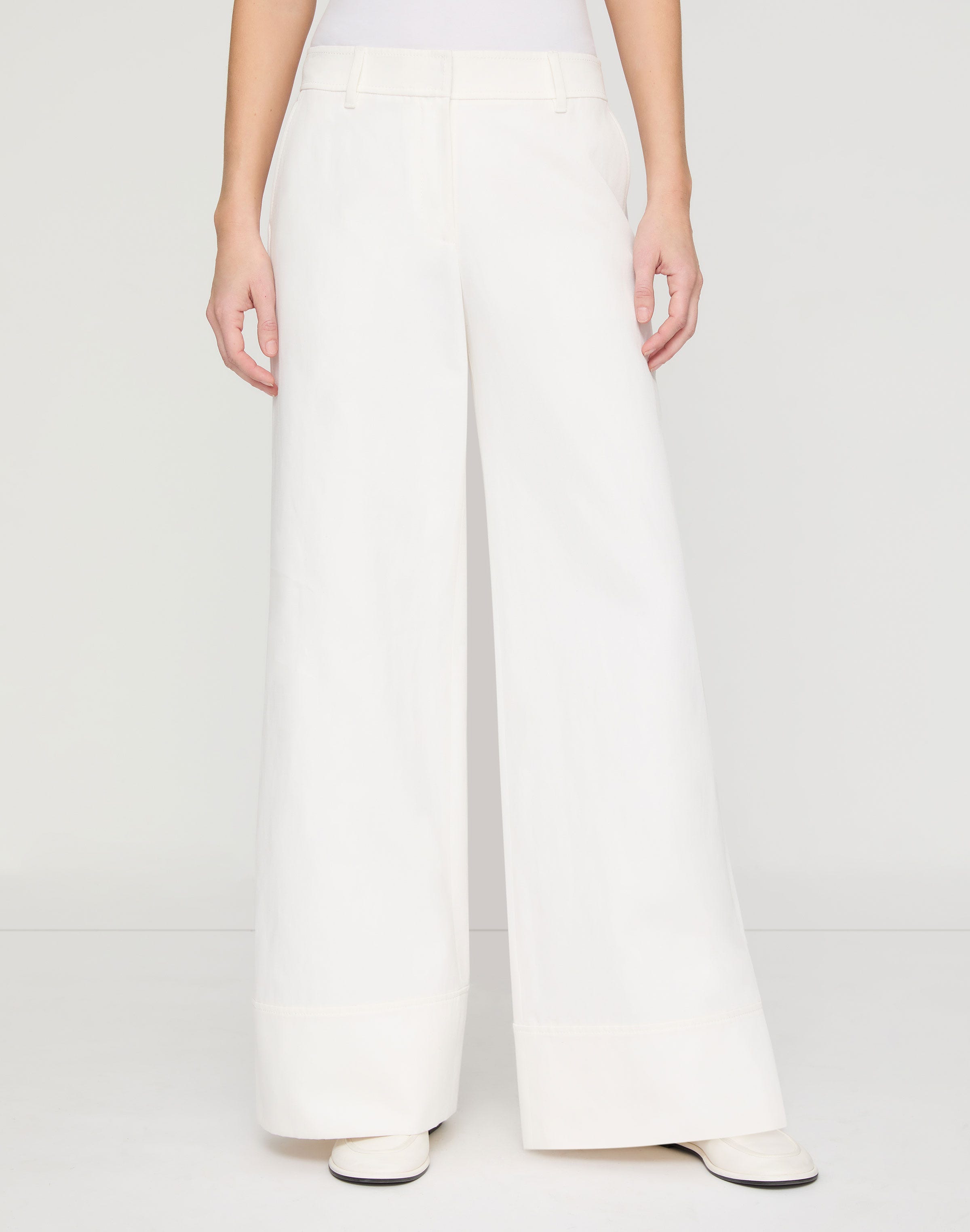 Cotton-Linen Twill Charles Wide Leg Pant