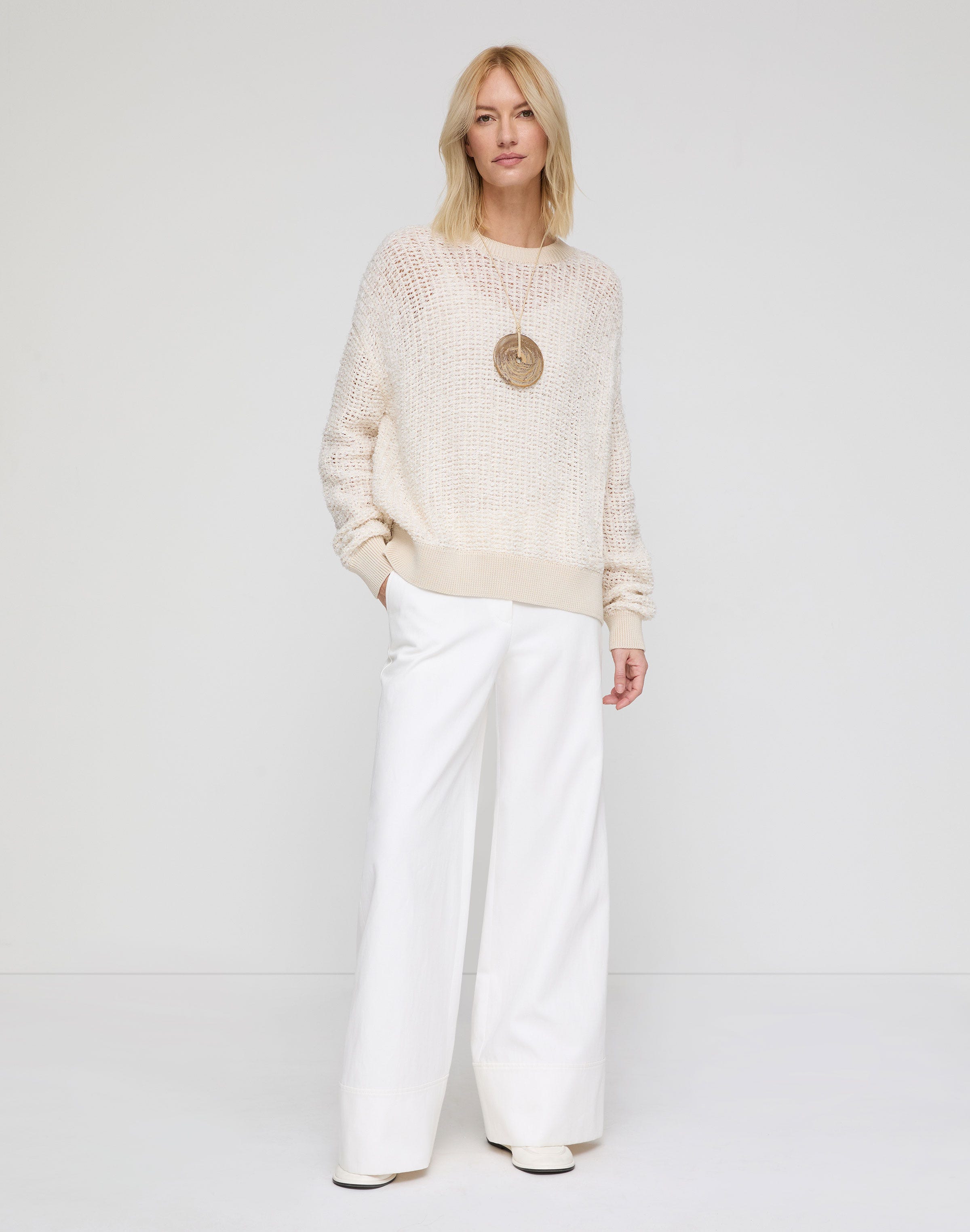 Cotton-Linen Twill Charles Wide Leg Pant