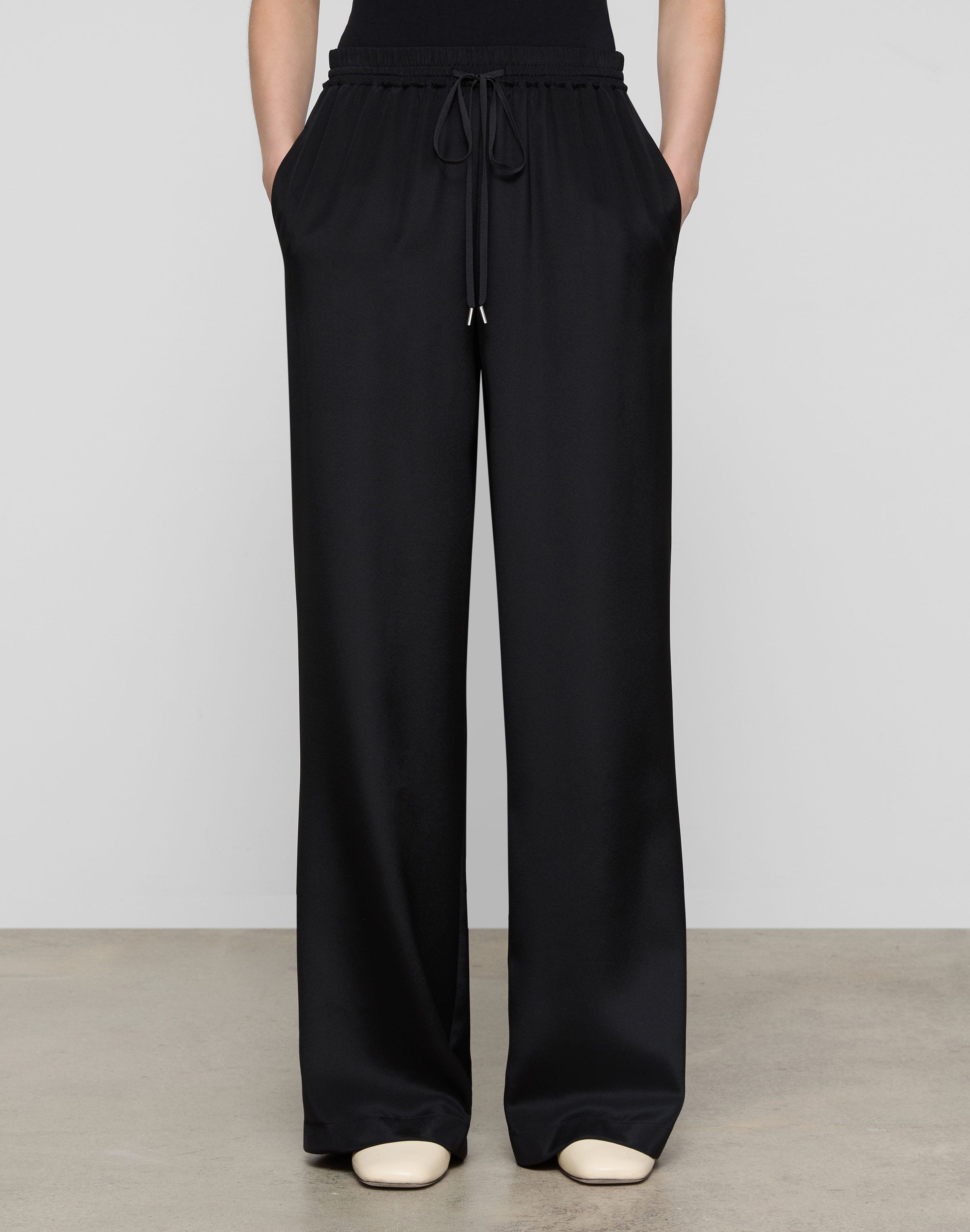 Organic Silk Stretch Georgette Penn Wide Leg Pant