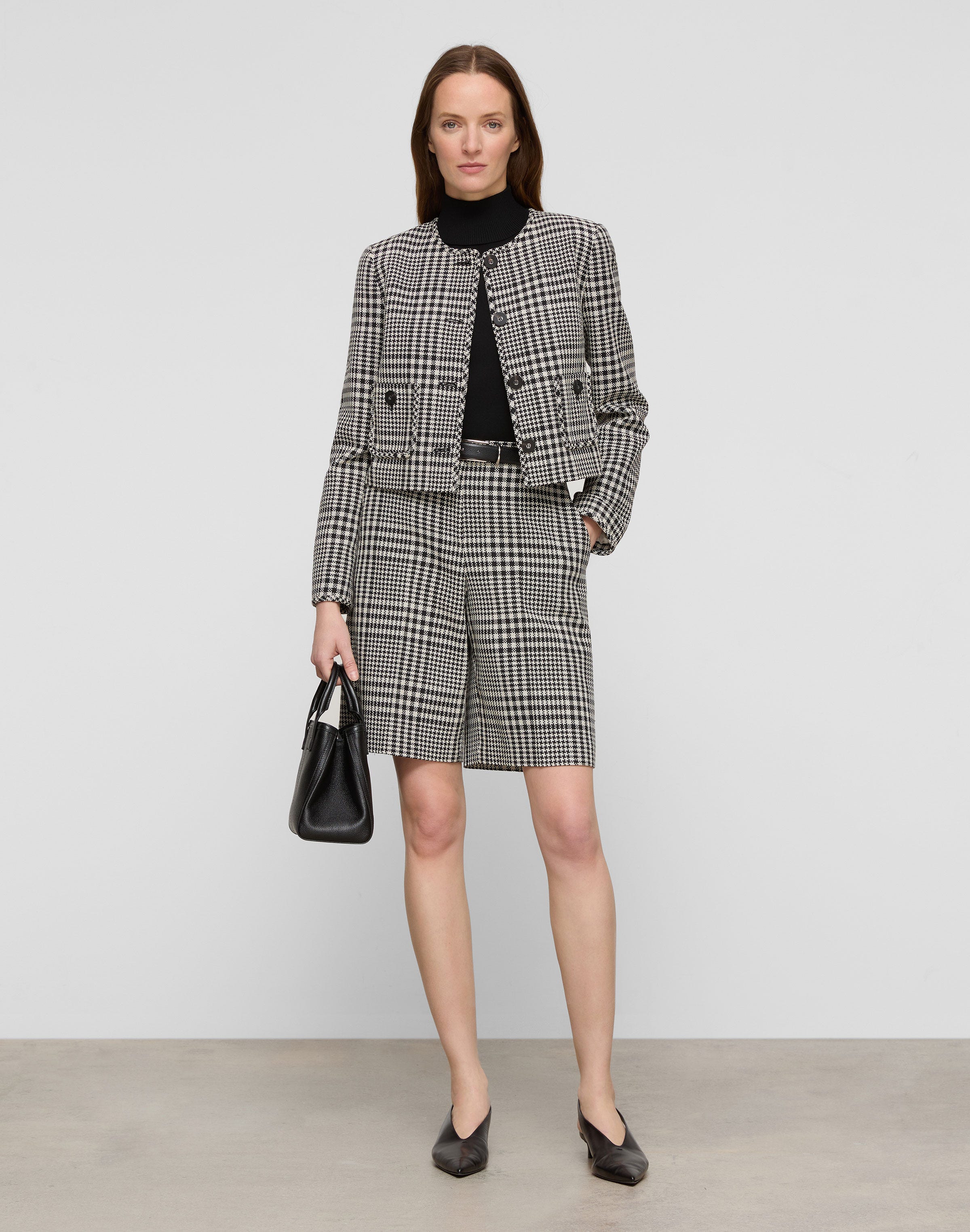Grid Plaid Corded Cotton Clark Wide Leg Short