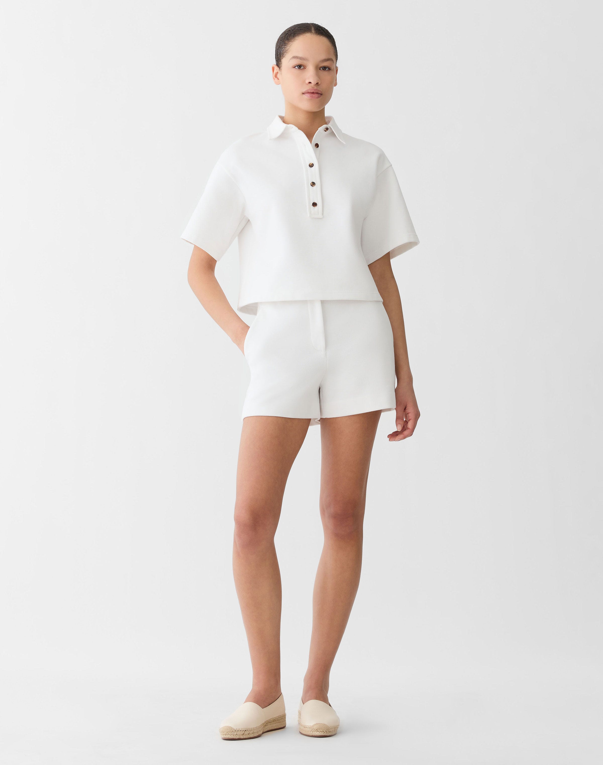 Cotton Piqué Jersey Laurel Wide Leg Short