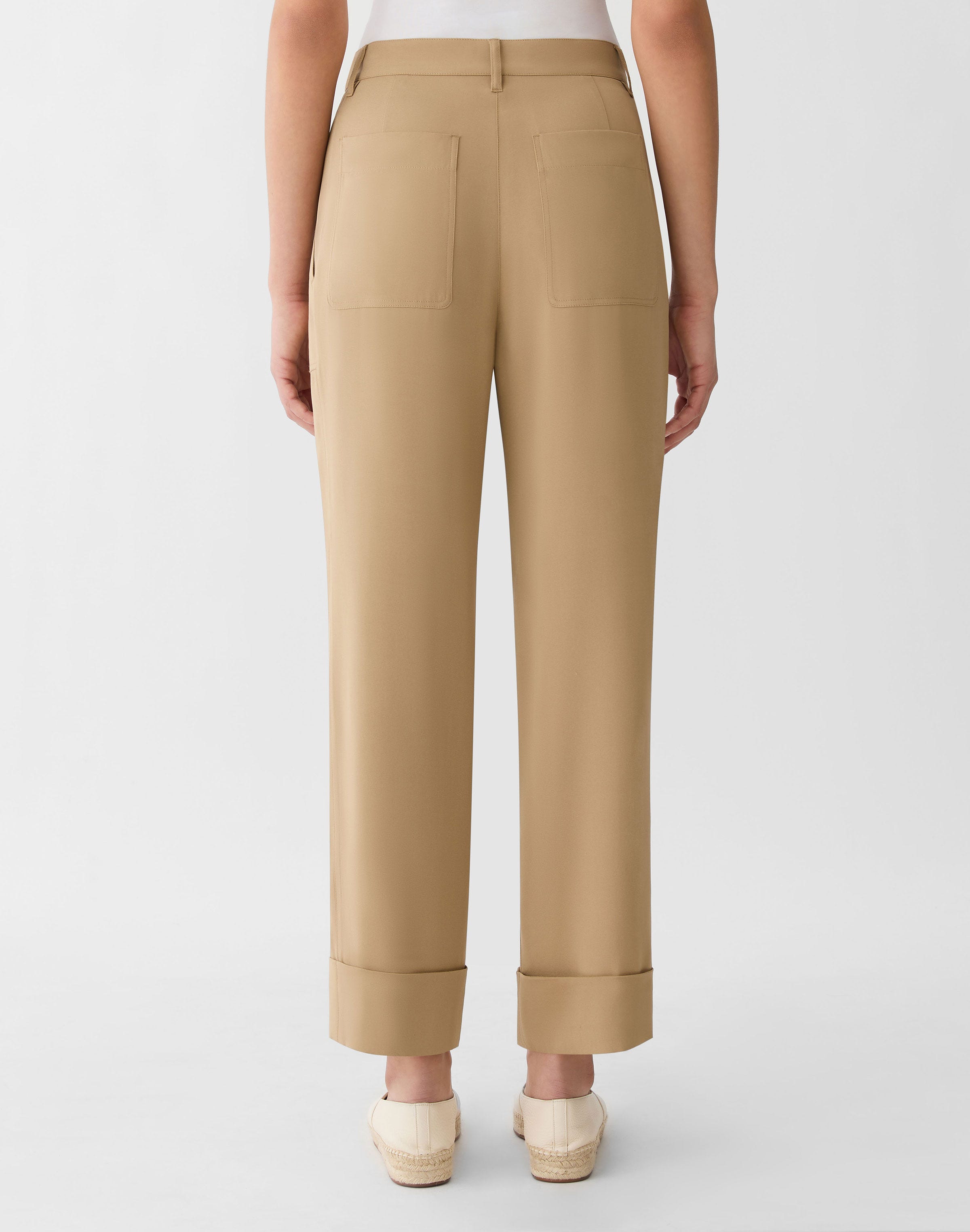 Petite Organic Silk Stretch Georgette Highline Straight Ankle Pant