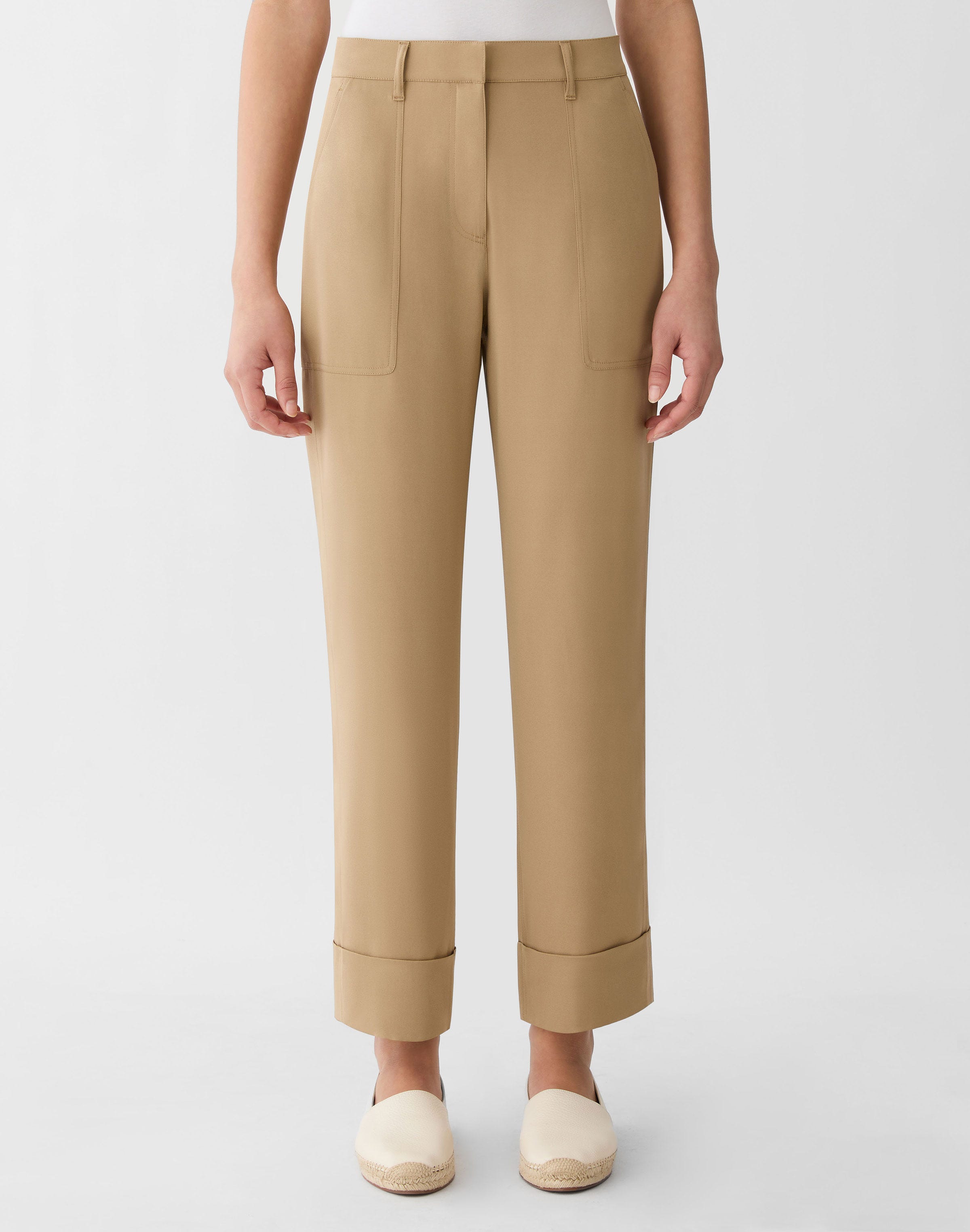 Petite Organic Silk Stretch Georgette Highline Straight Ankle Pant