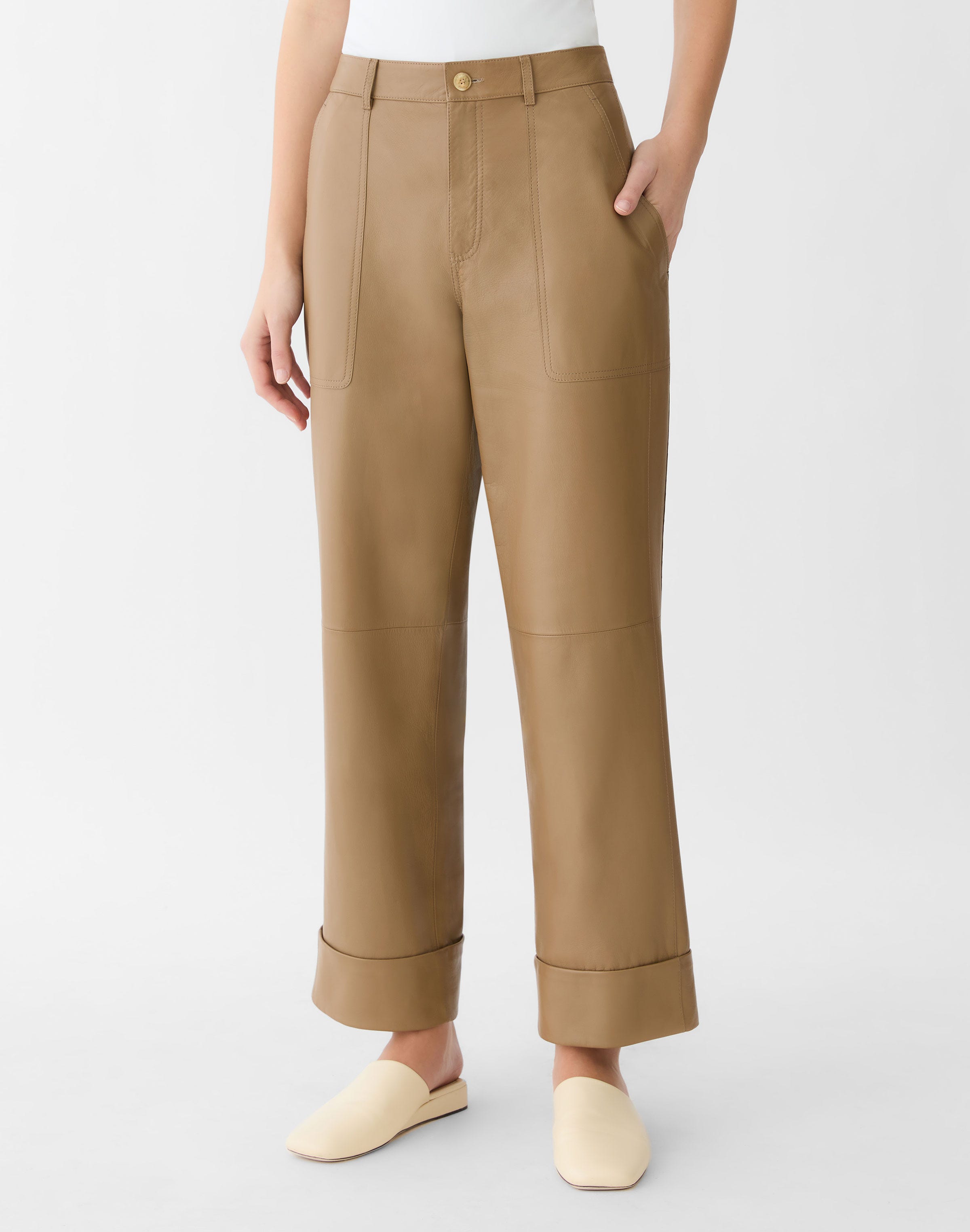 Nappa Leather Highline Straight Ankle Pant