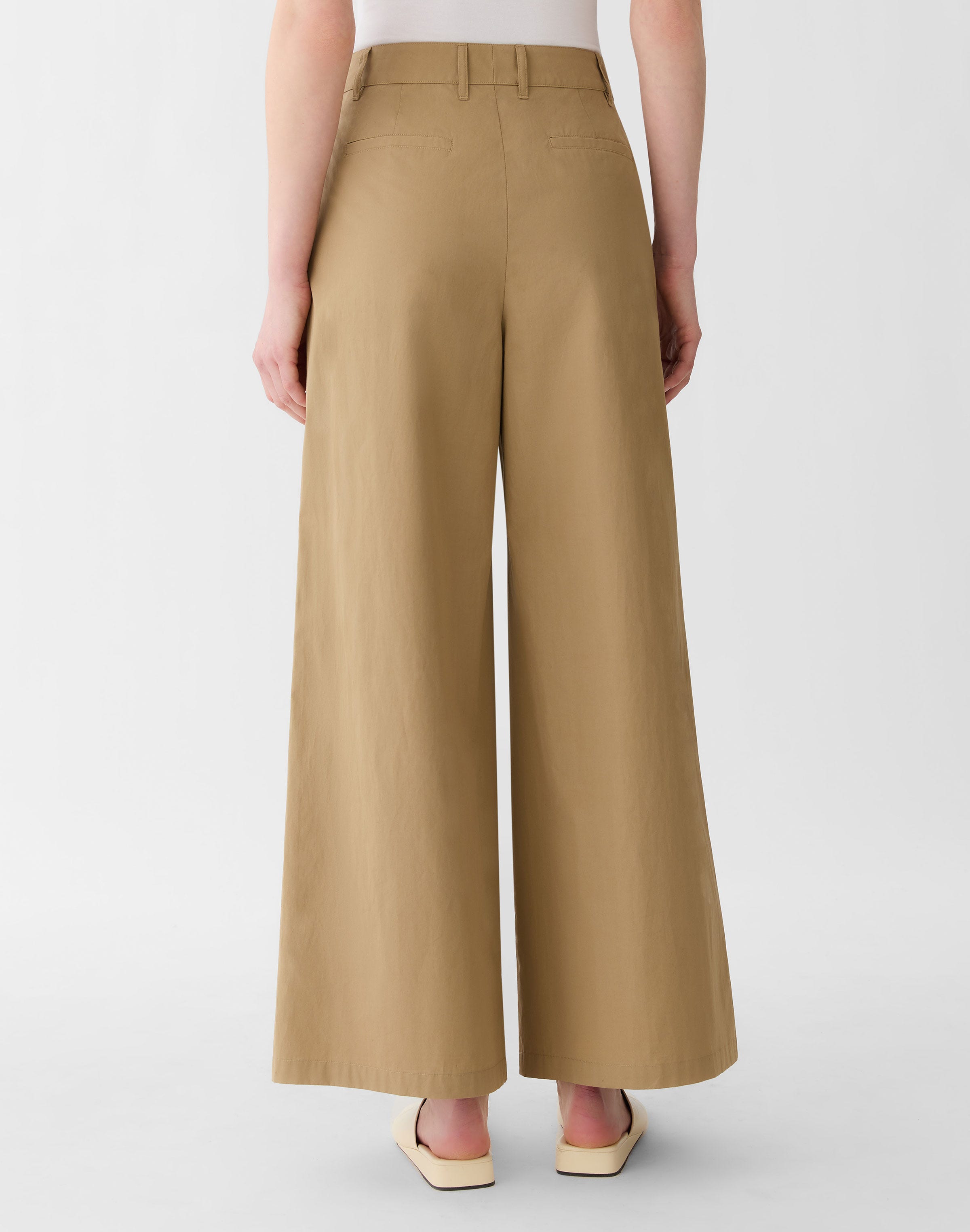 Organic Cotton Poplin Park Wide Leg Ankle Pant