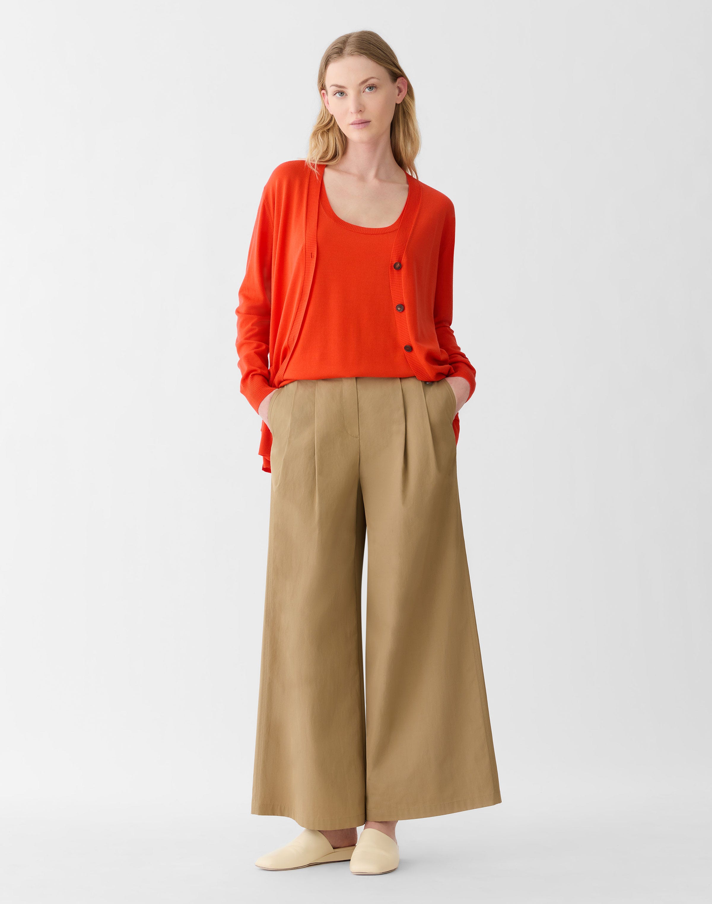 Organic Cotton Poplin Park Wide Leg Ankle Pant