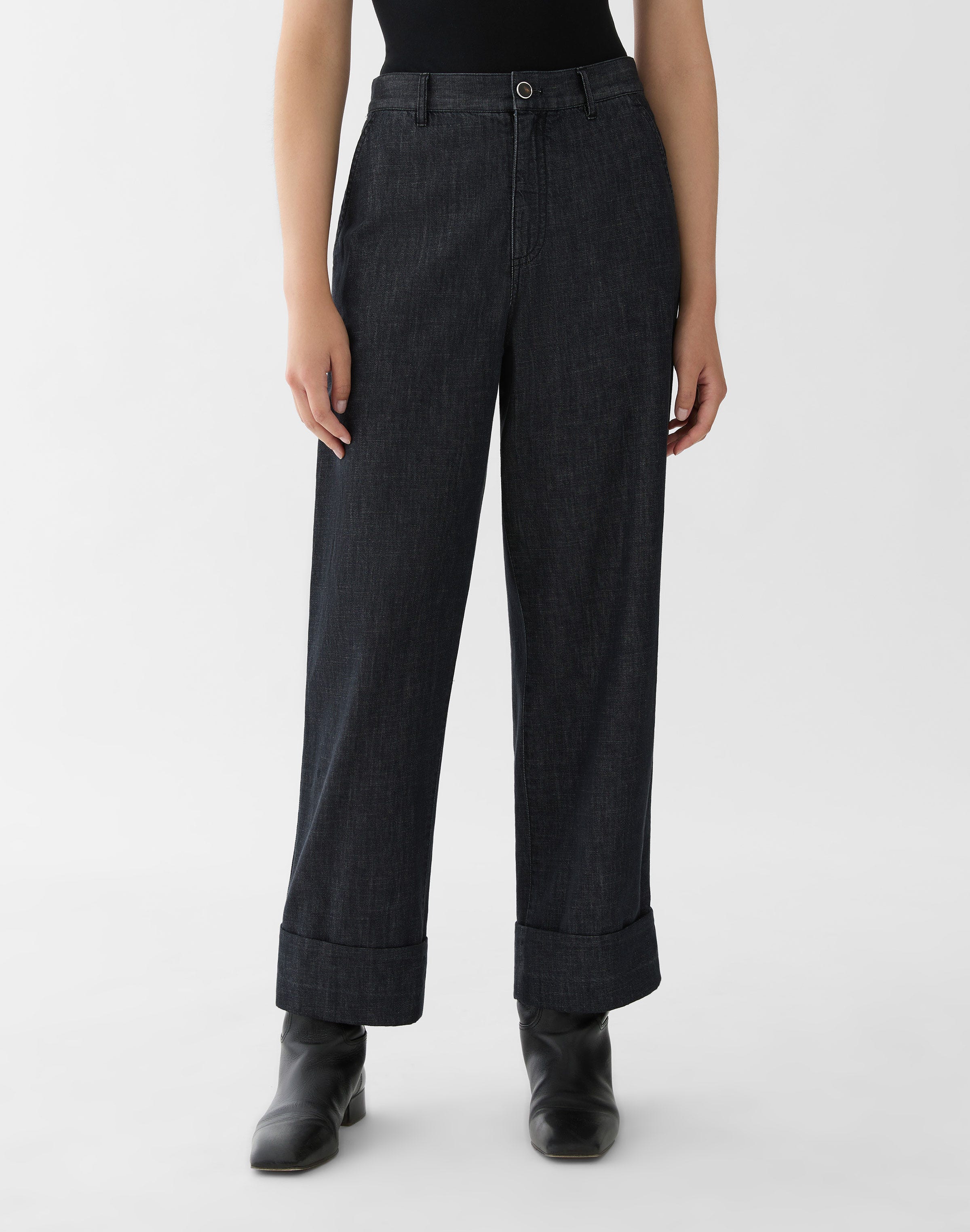 Chambray Highline Straight Ankle Pant