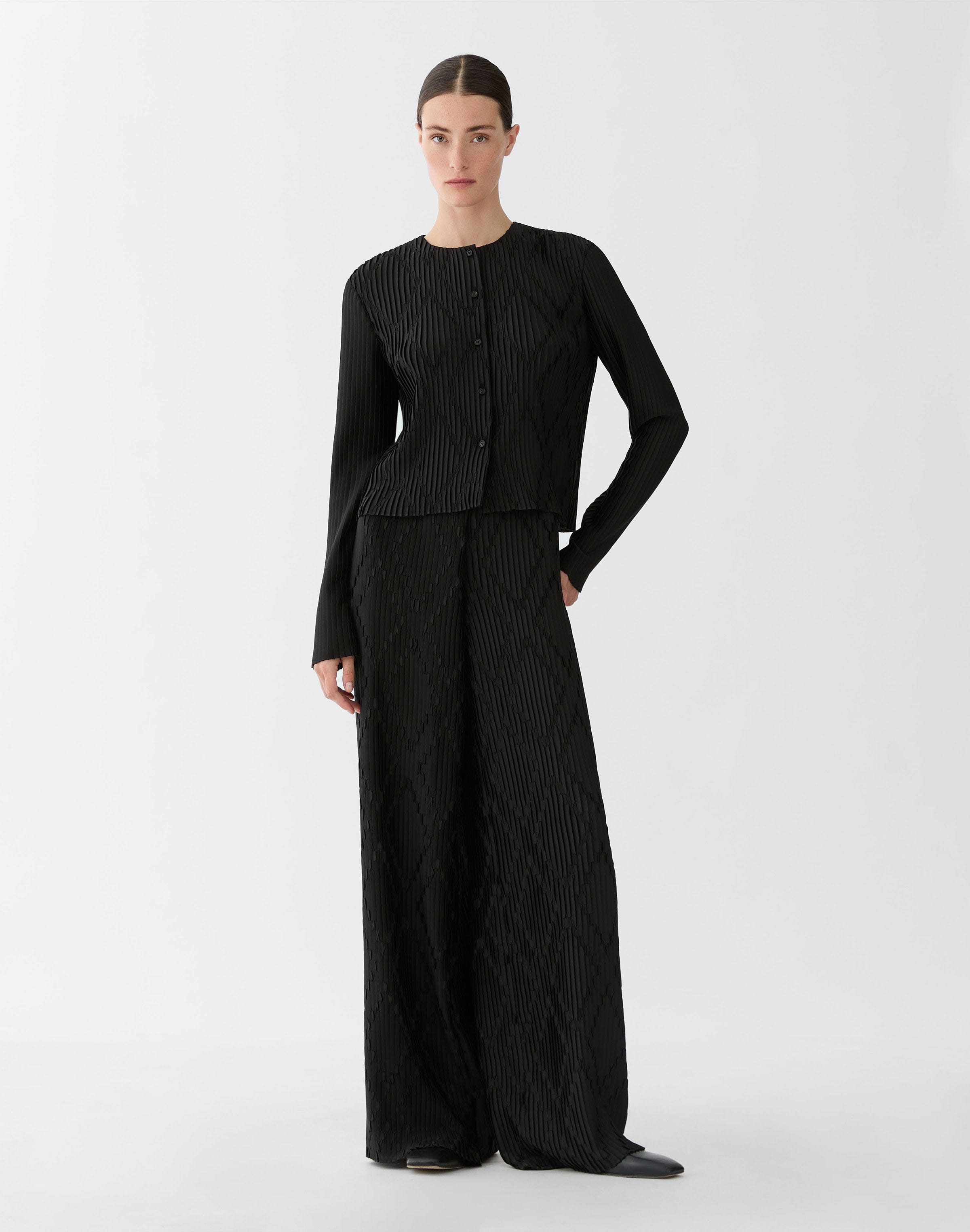 Geo Satin Plissé Parkside Pant