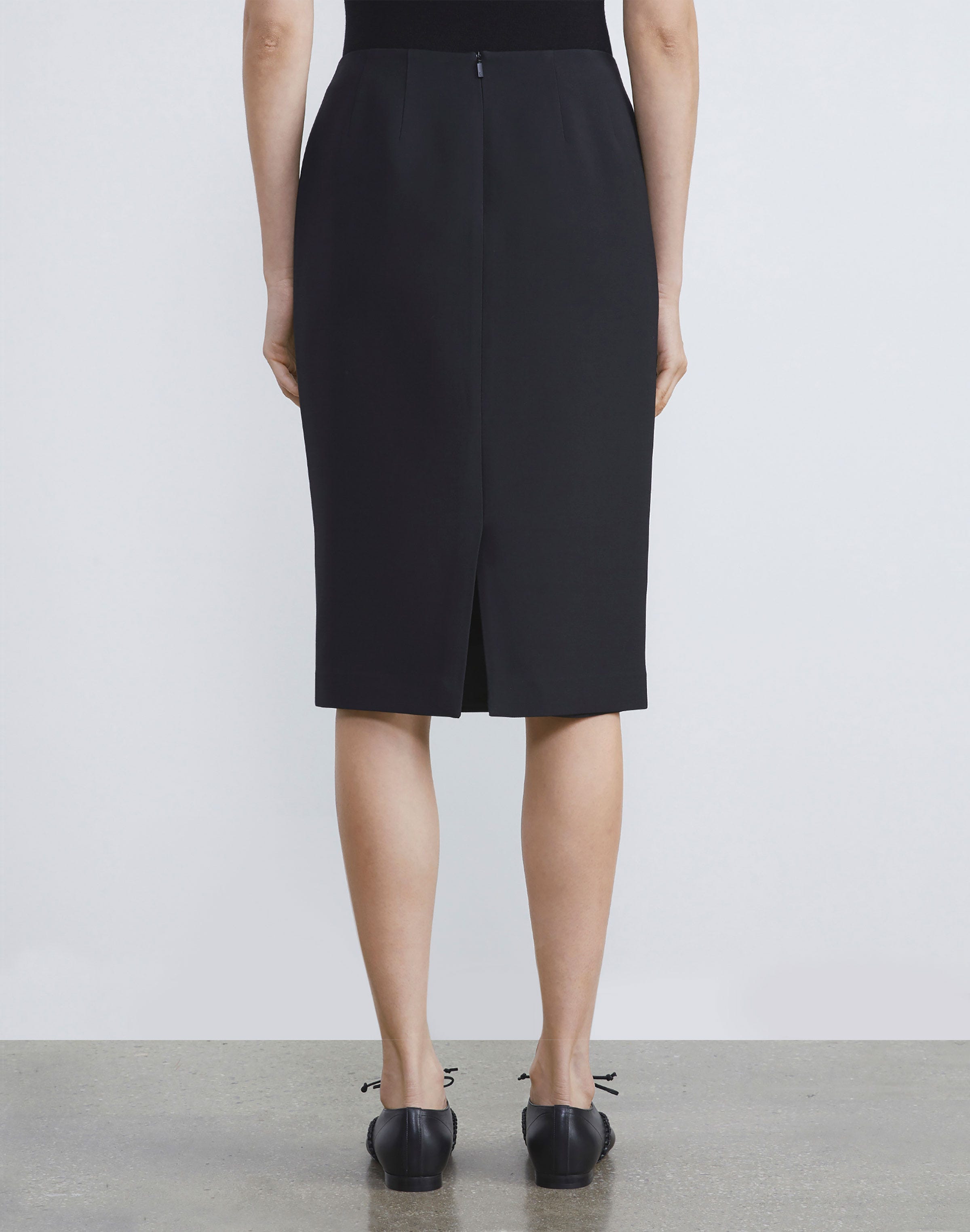 Plus-Size Wool-Silk Crepe Pencil Skirt