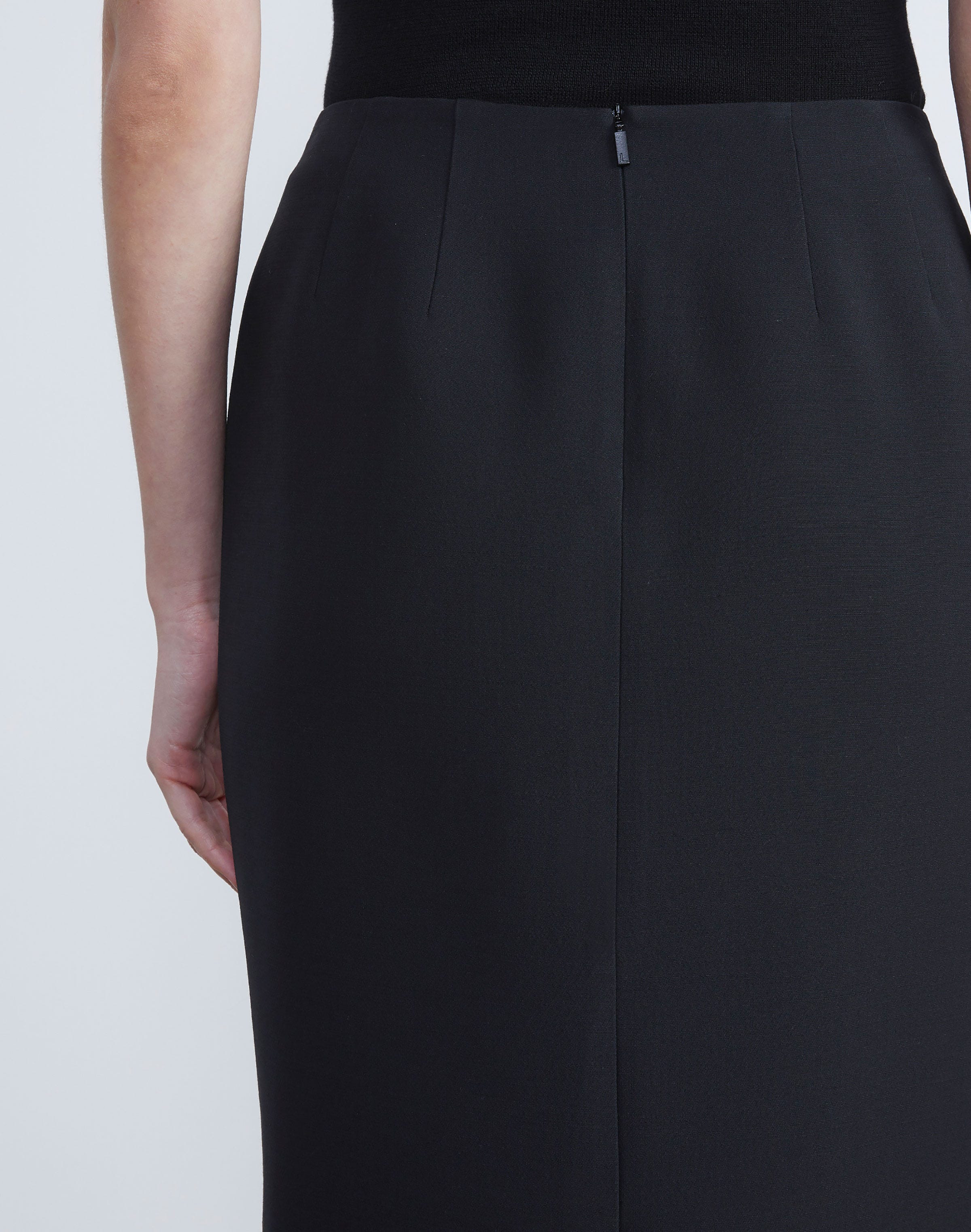 Plus-Size Wool-Silk Crepe Pencil Skirt