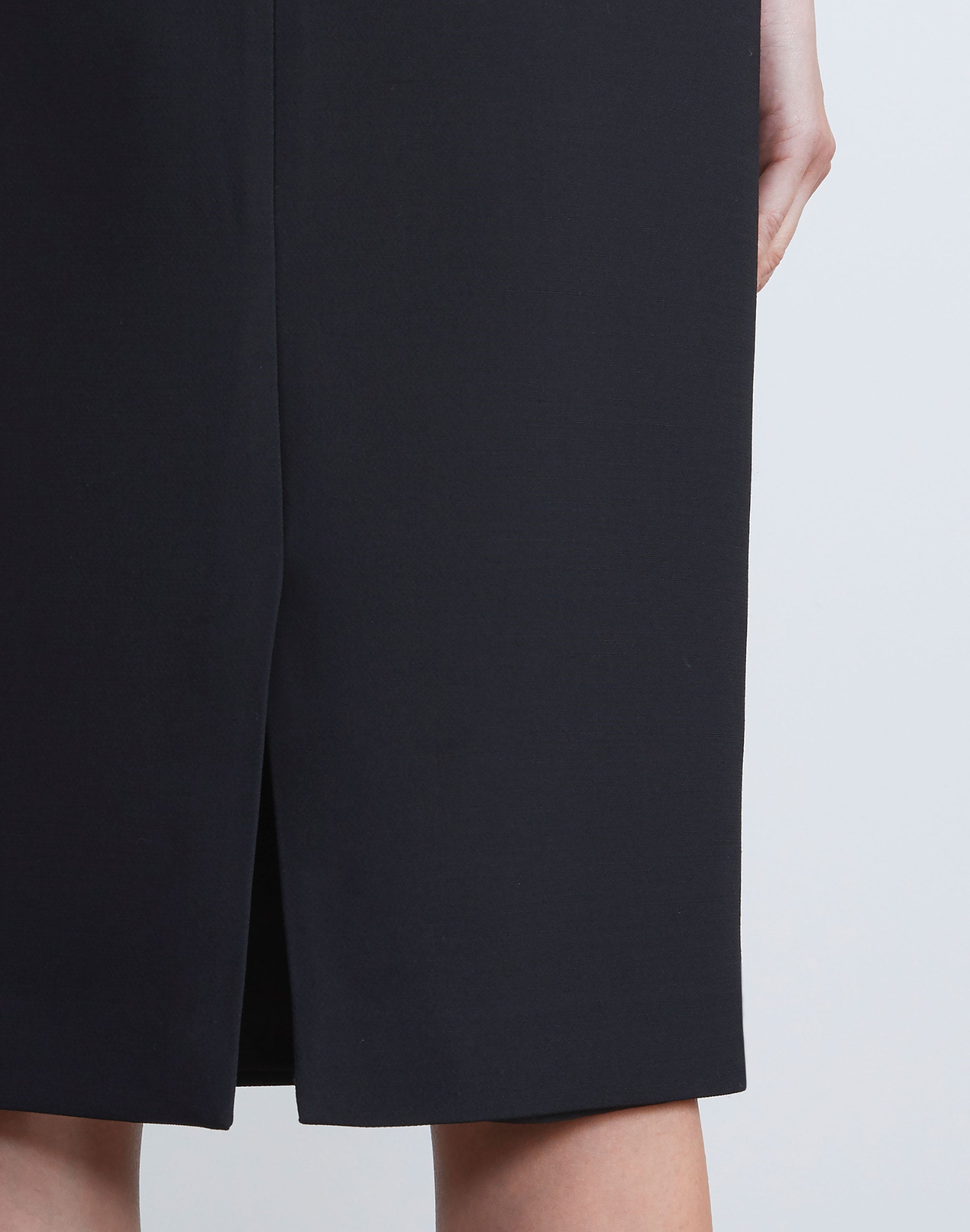 Plus-Size Wool-Silk Crepe Pencil Skirt