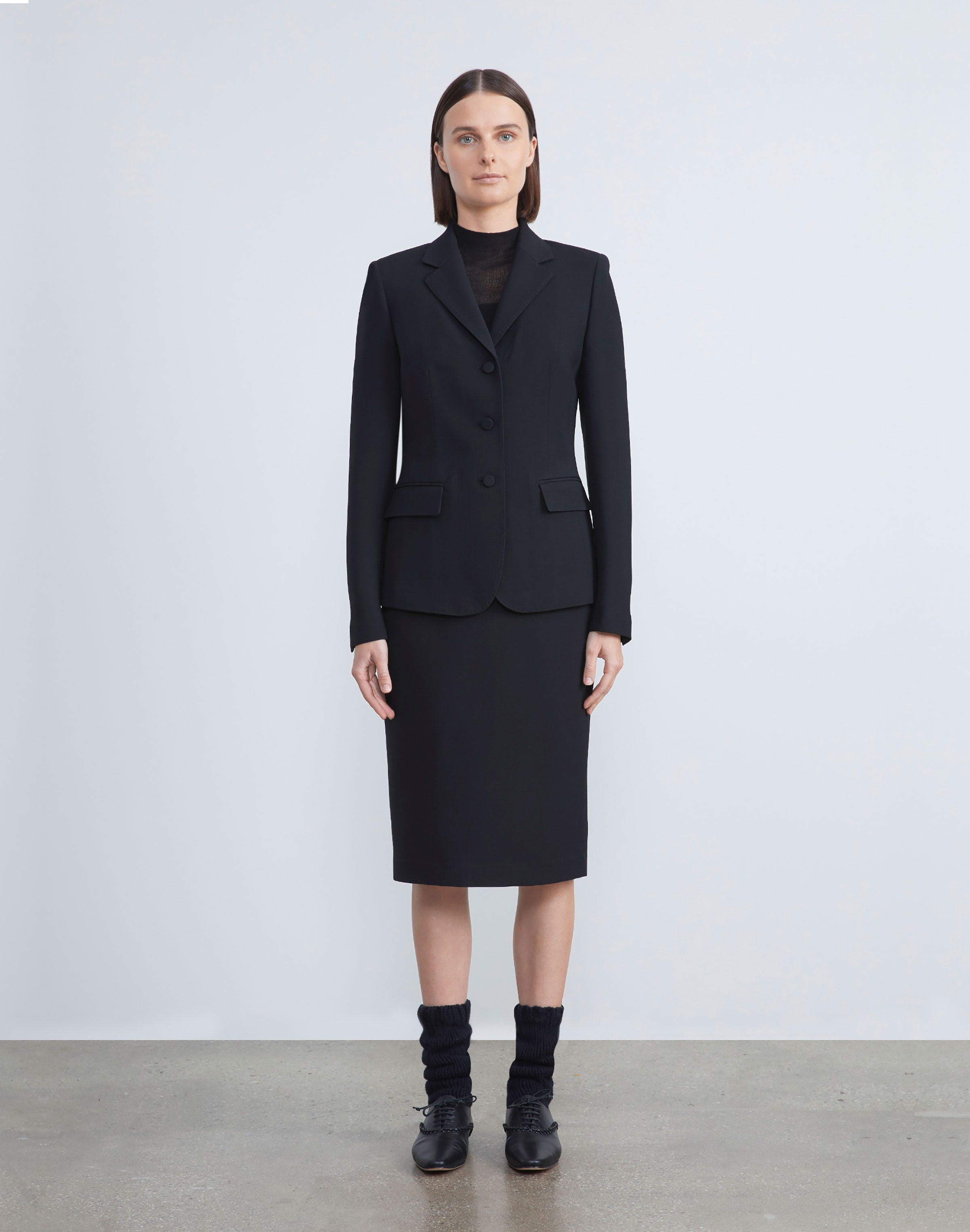 Plus-Size Wool-Silk Crepe Pencil Skirt