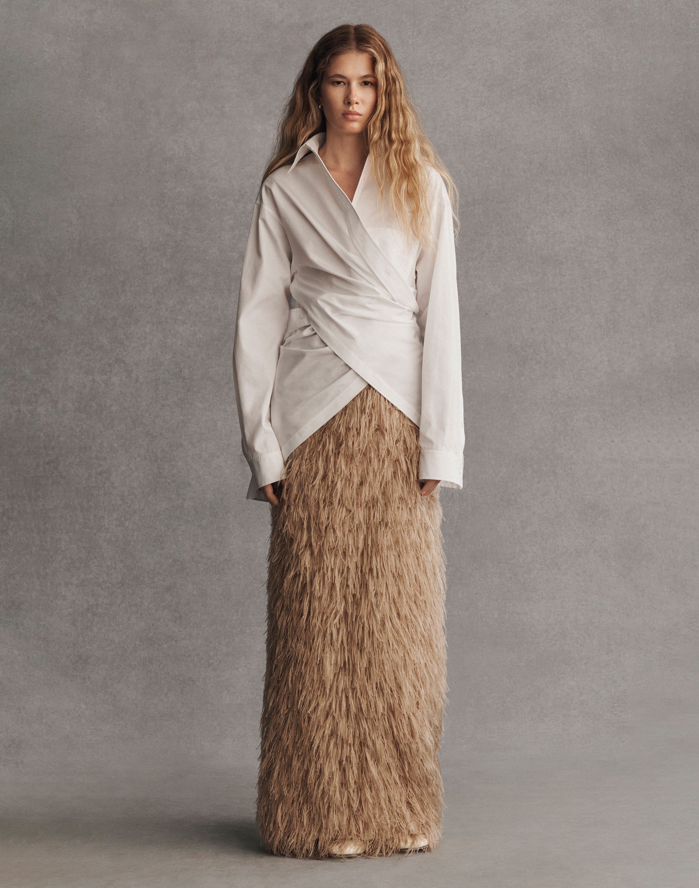 Fringe Fil Coupé Maxi Pencil Skirt