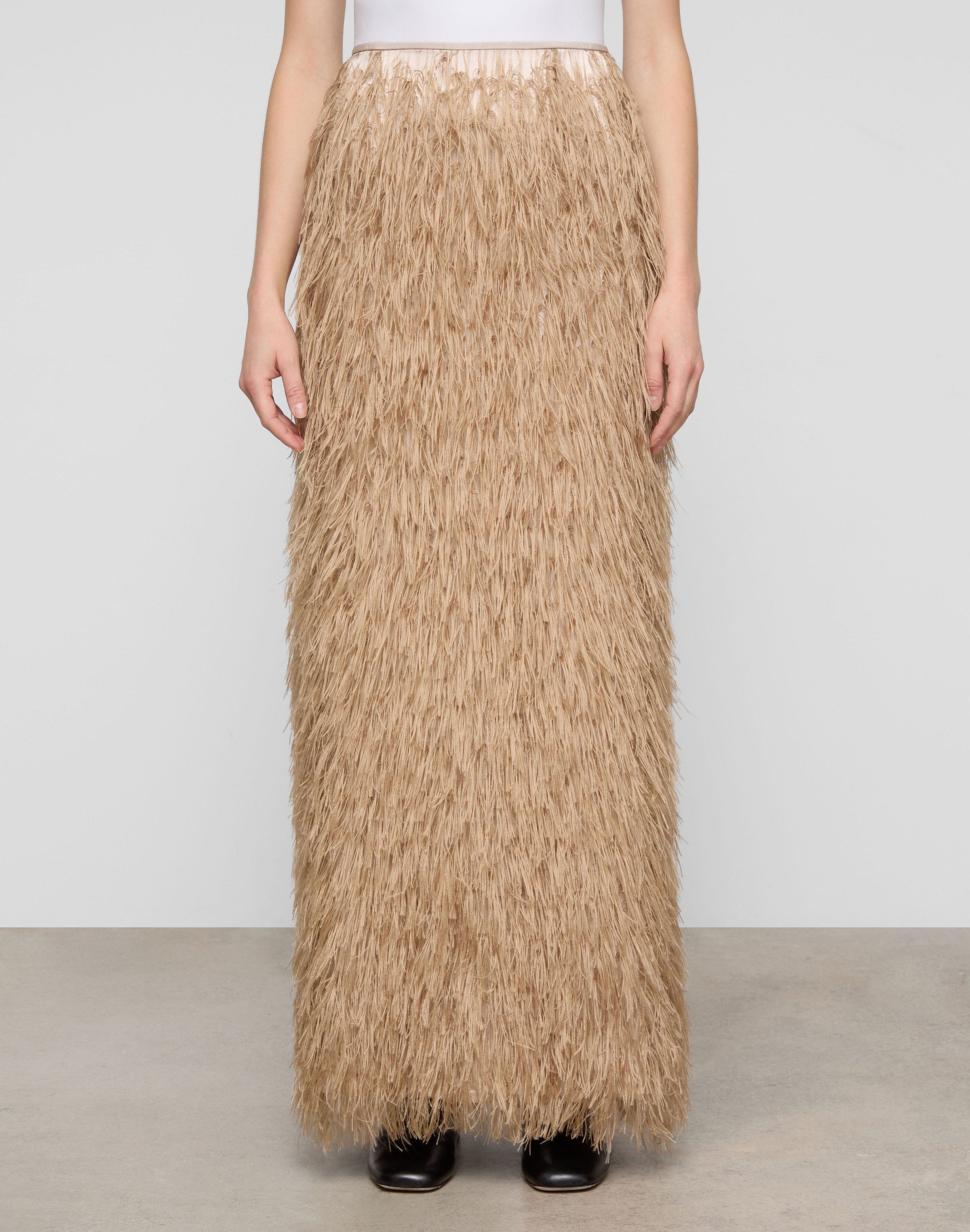 Fringe Fil Coupé Maxi Pencil Skirt