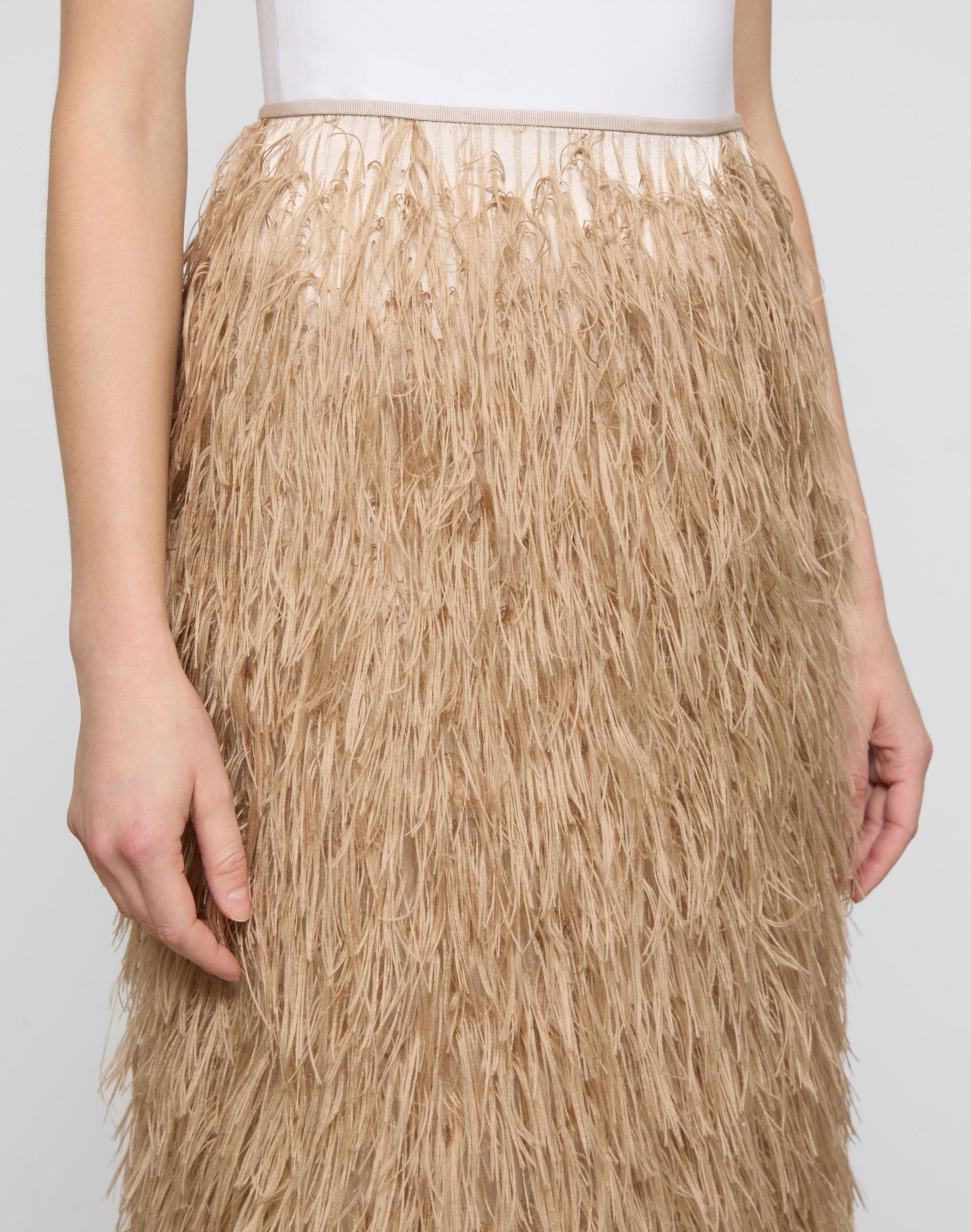 Fringe Fil Coupé Maxi Pencil Skirt
