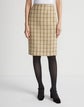 Wool-Cotton Plaid Pencil Skirt