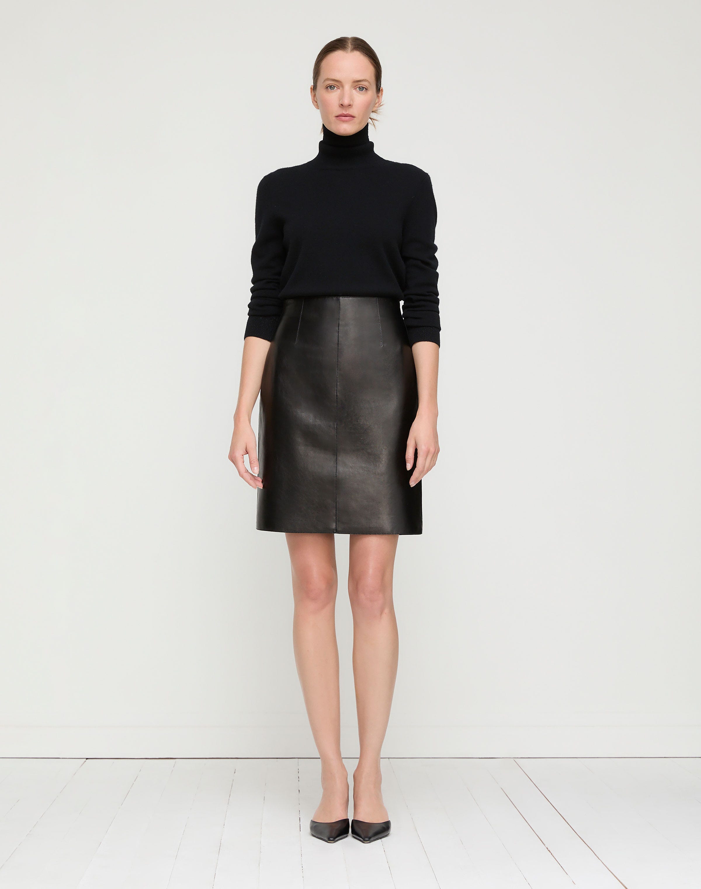Nappa Leather High Waisted Mini Skirt