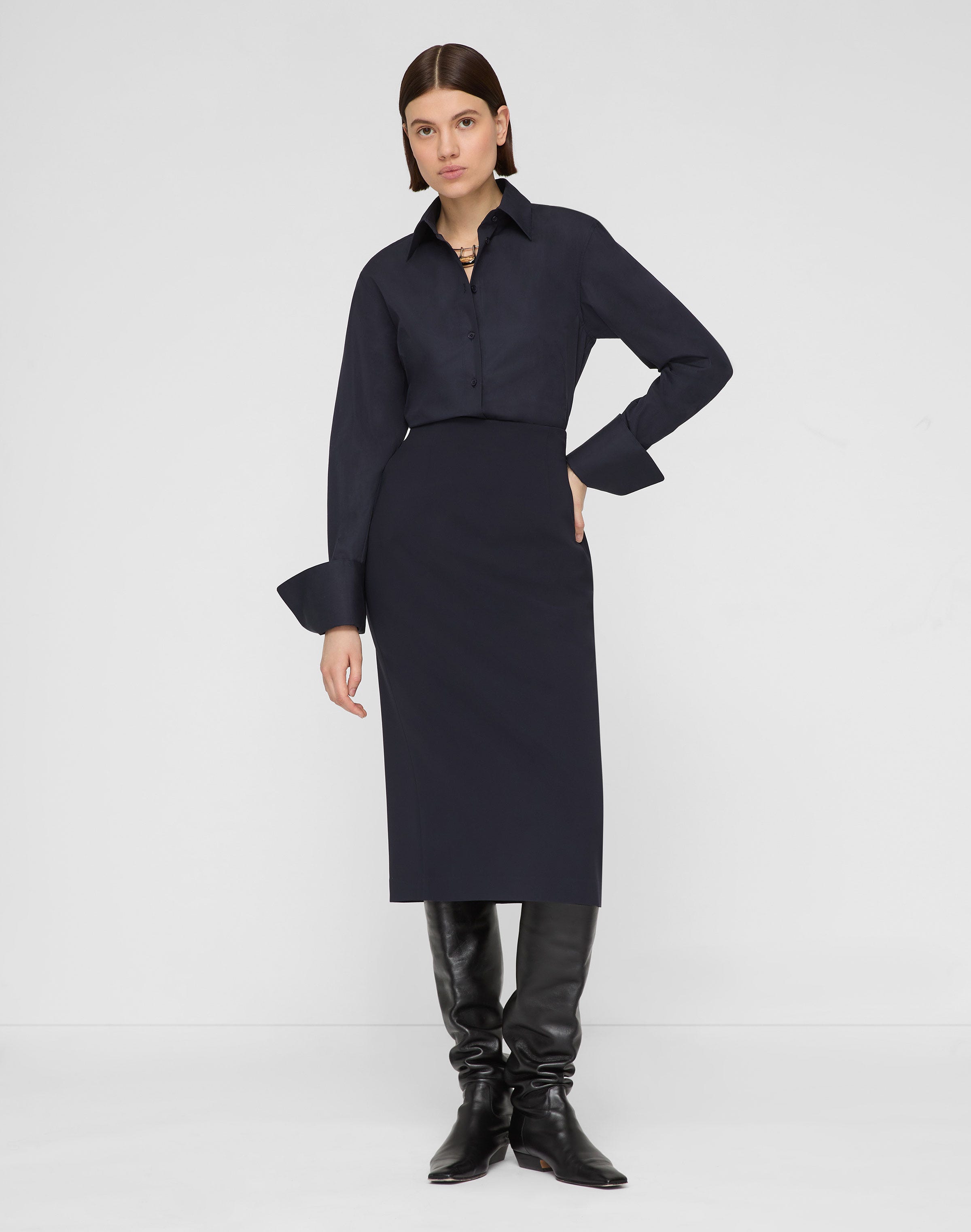 Responsible Finesse Crepe High Waisted Pencil Skirt